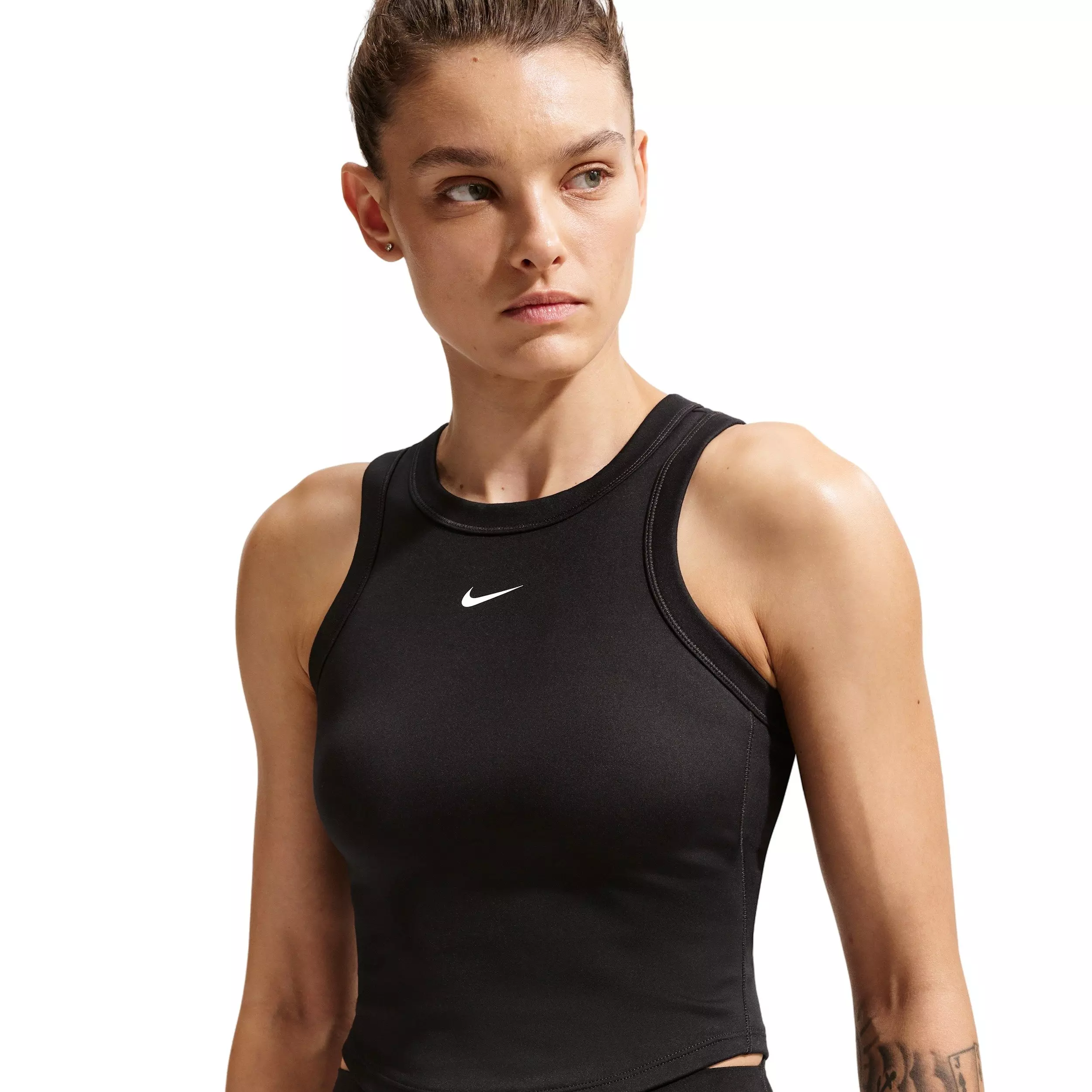Nike Women's One Fitted Dri-FIT Cropped Tank Top -Black - BLACK