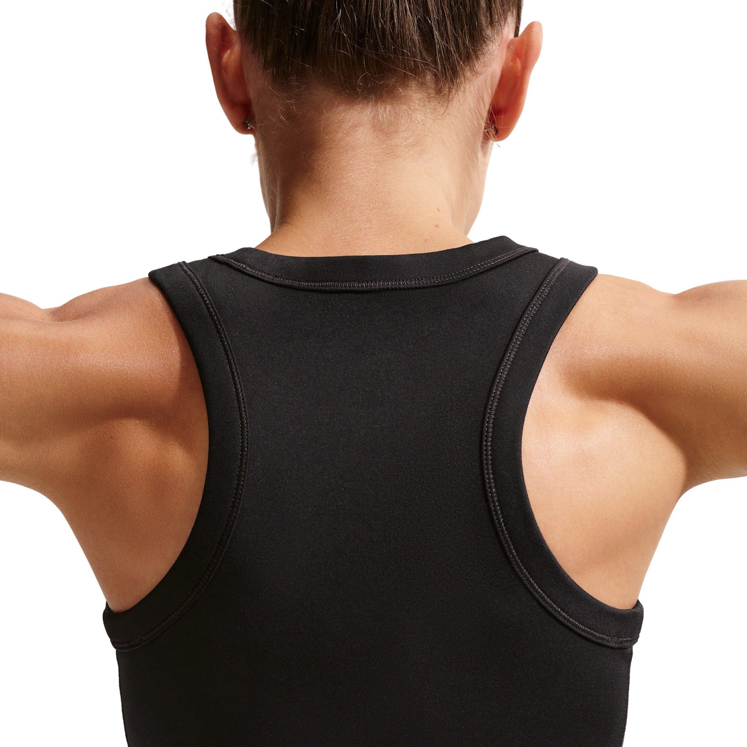 Nike Women's One Fitted Dri-FIT Cropped Tank Top - Black - BLACK Thumbnail View 2