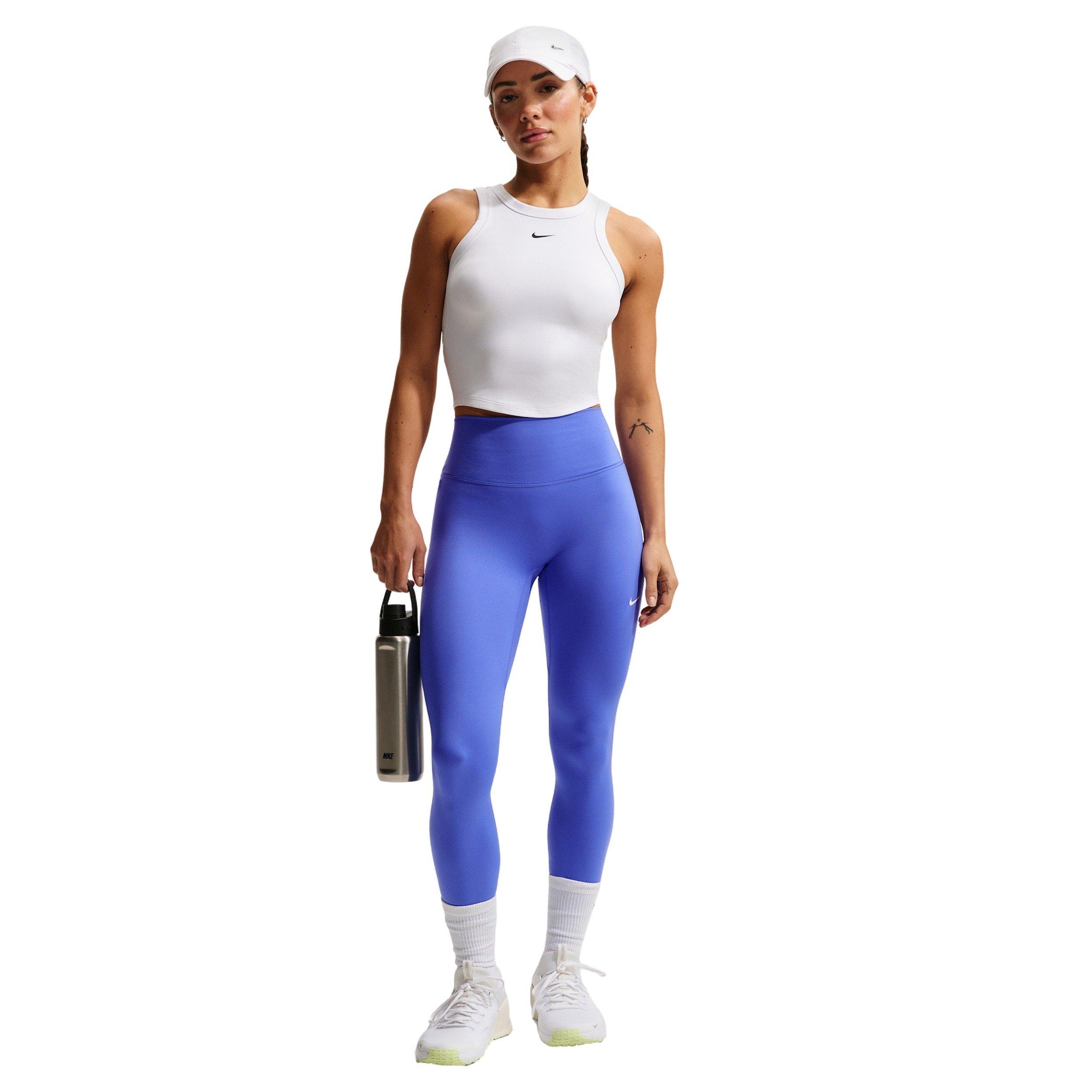 Nike Women's One Swoosh Fitted Dri-FIT Cropped Tank Top - White - WHITE Thumbnail View 4