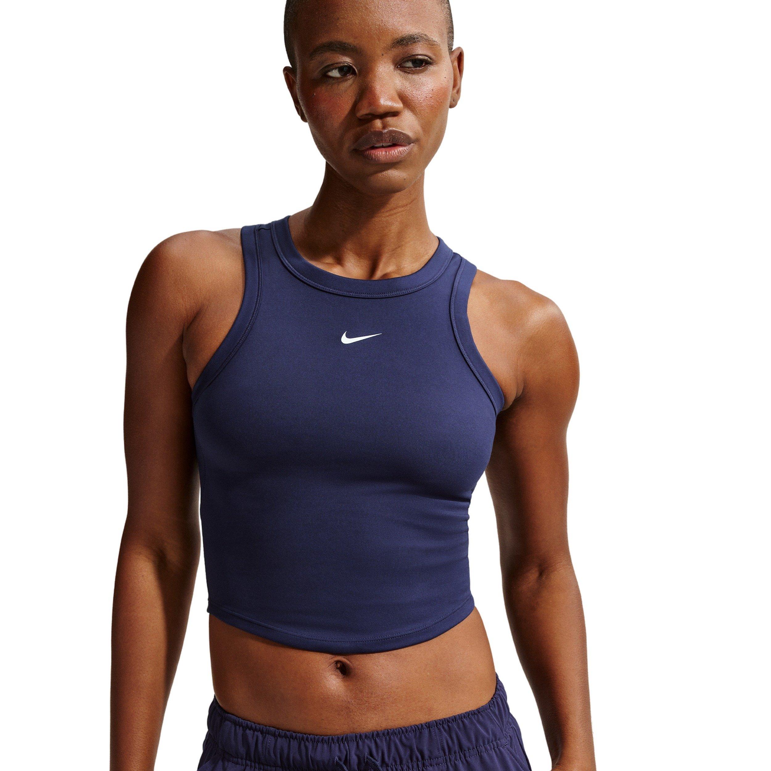 Nike Women's One Fitted Dri-FIT Cropped Tank Top - Navy - NAVY Thumbnail View 1
