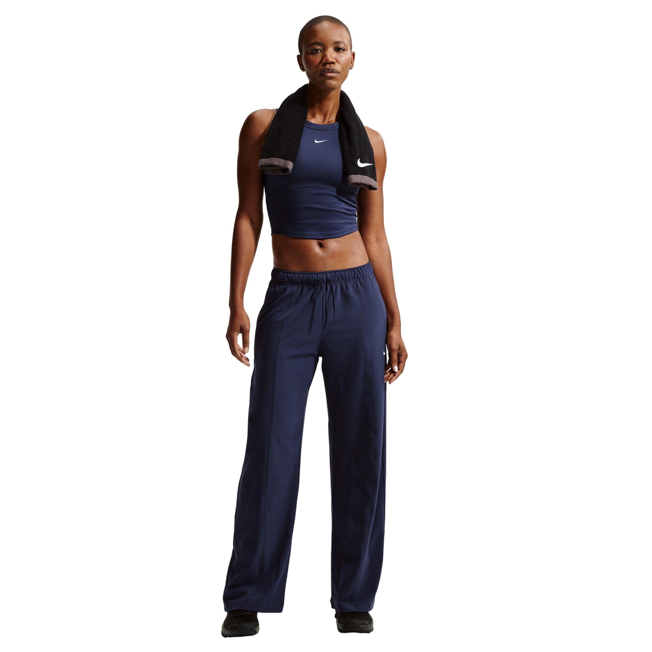 Nike Women's One Fitted Dri-FIT Cropped Tank Top - Navy - NAVY Thumbnail View 4
