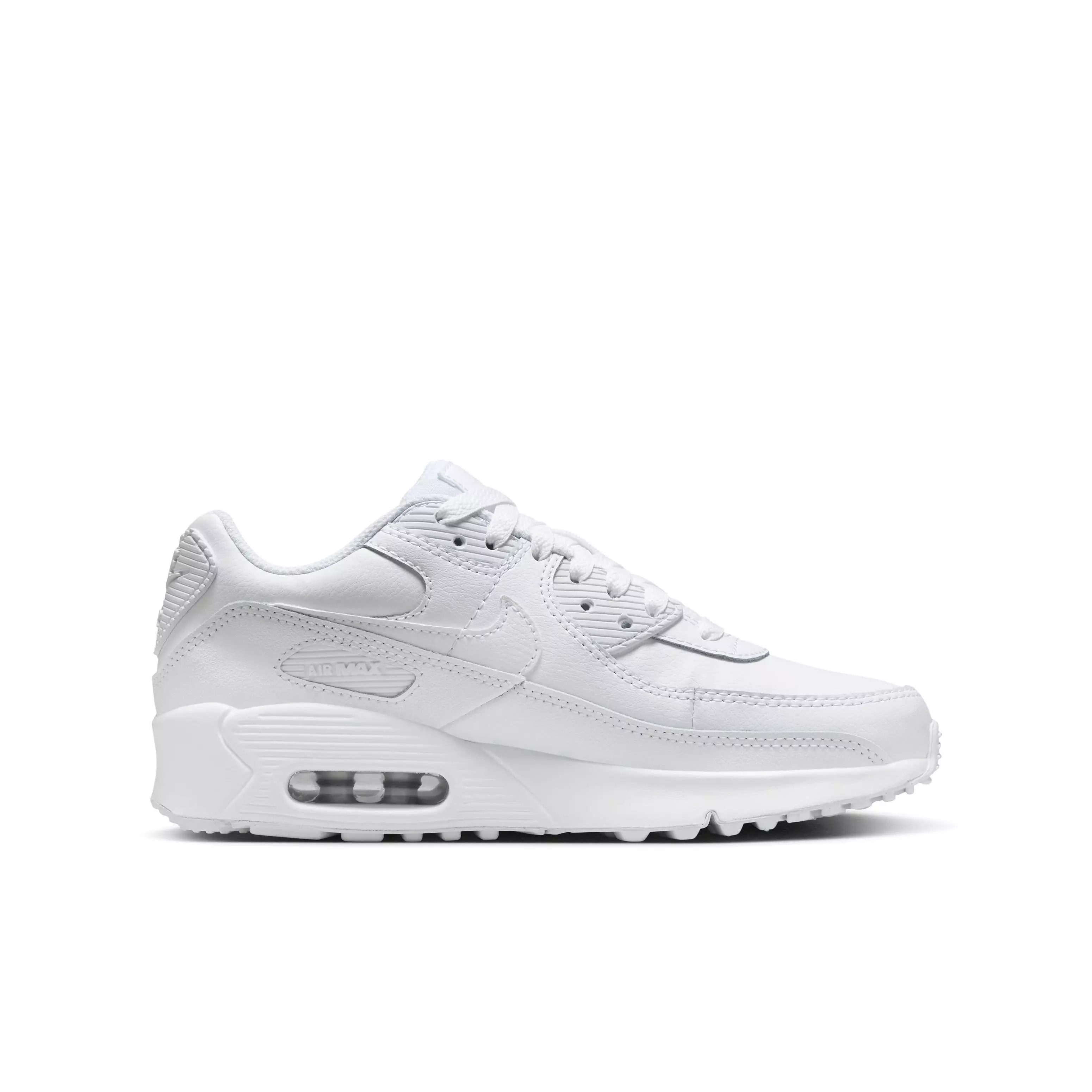 Nike Air Max 90 "White/Metallic Silver/White/White" Grade School Boys' Shoe - WHITE/SILVER/WHITE/WHITE