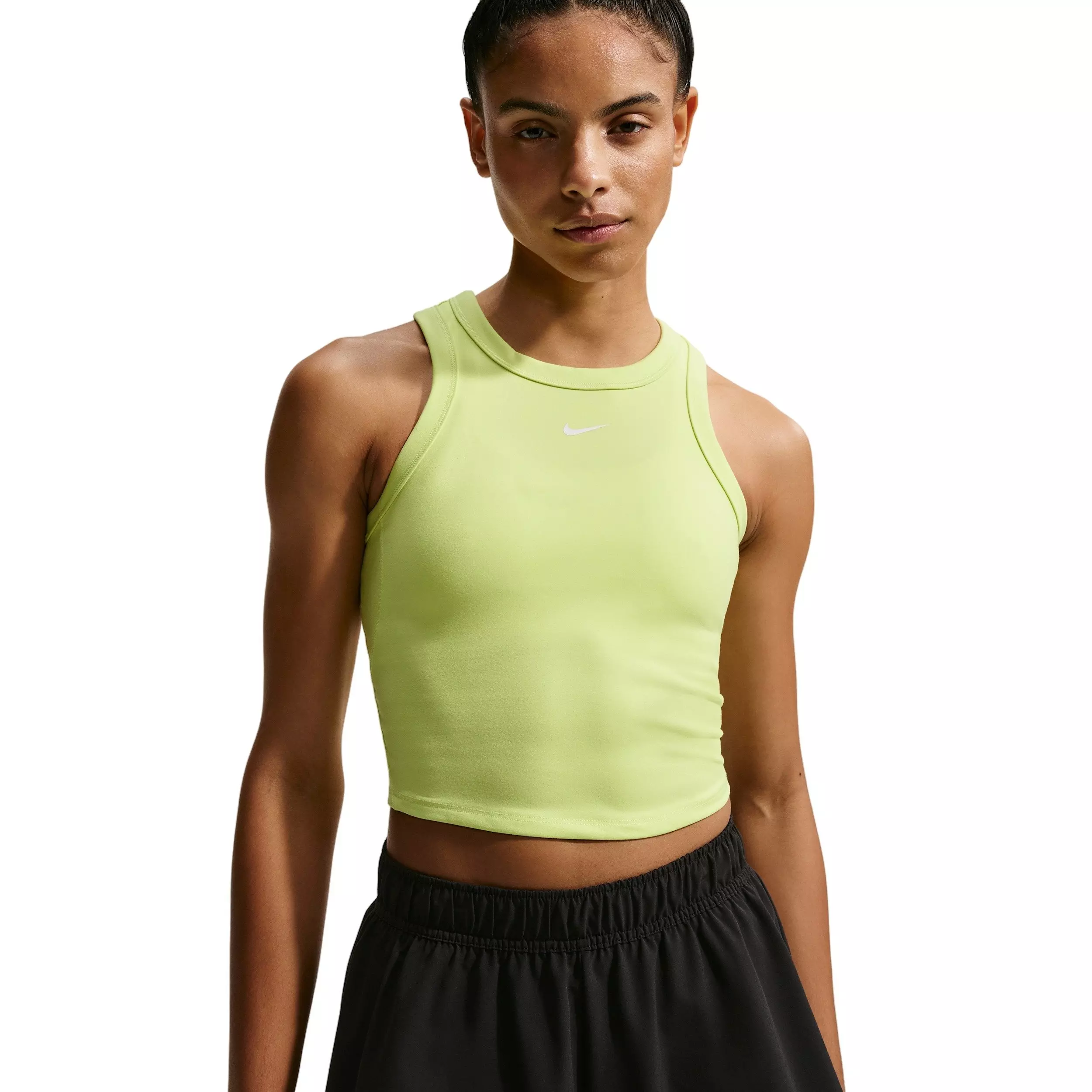 Nike Women's One Fitted Dri-FIT Cropped Tank Top -Yellow - YELLOW