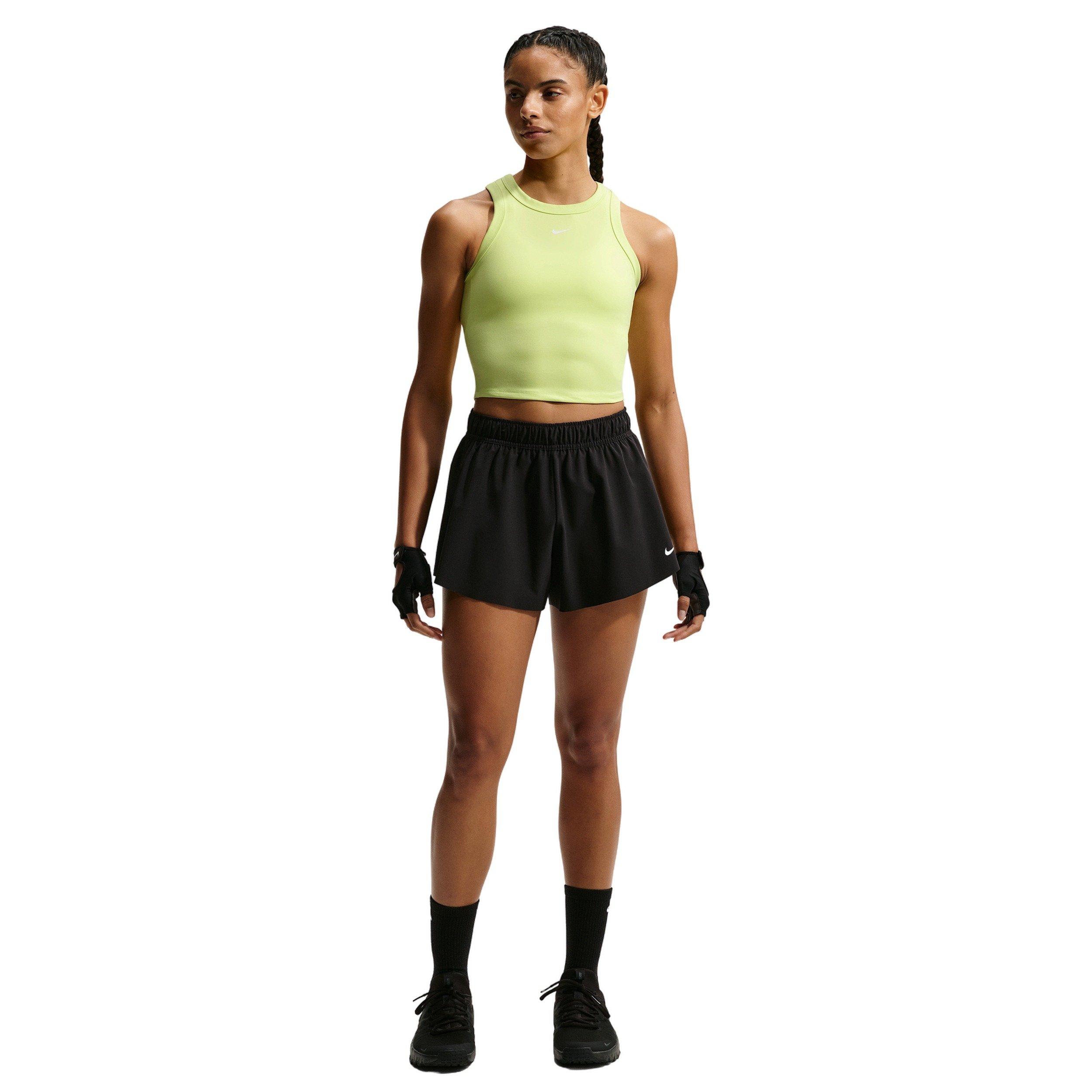 Nike Women's One Fitted Dri-FIT Cropped Tank Top - Yellow - YELLOW Thumbnail View 4