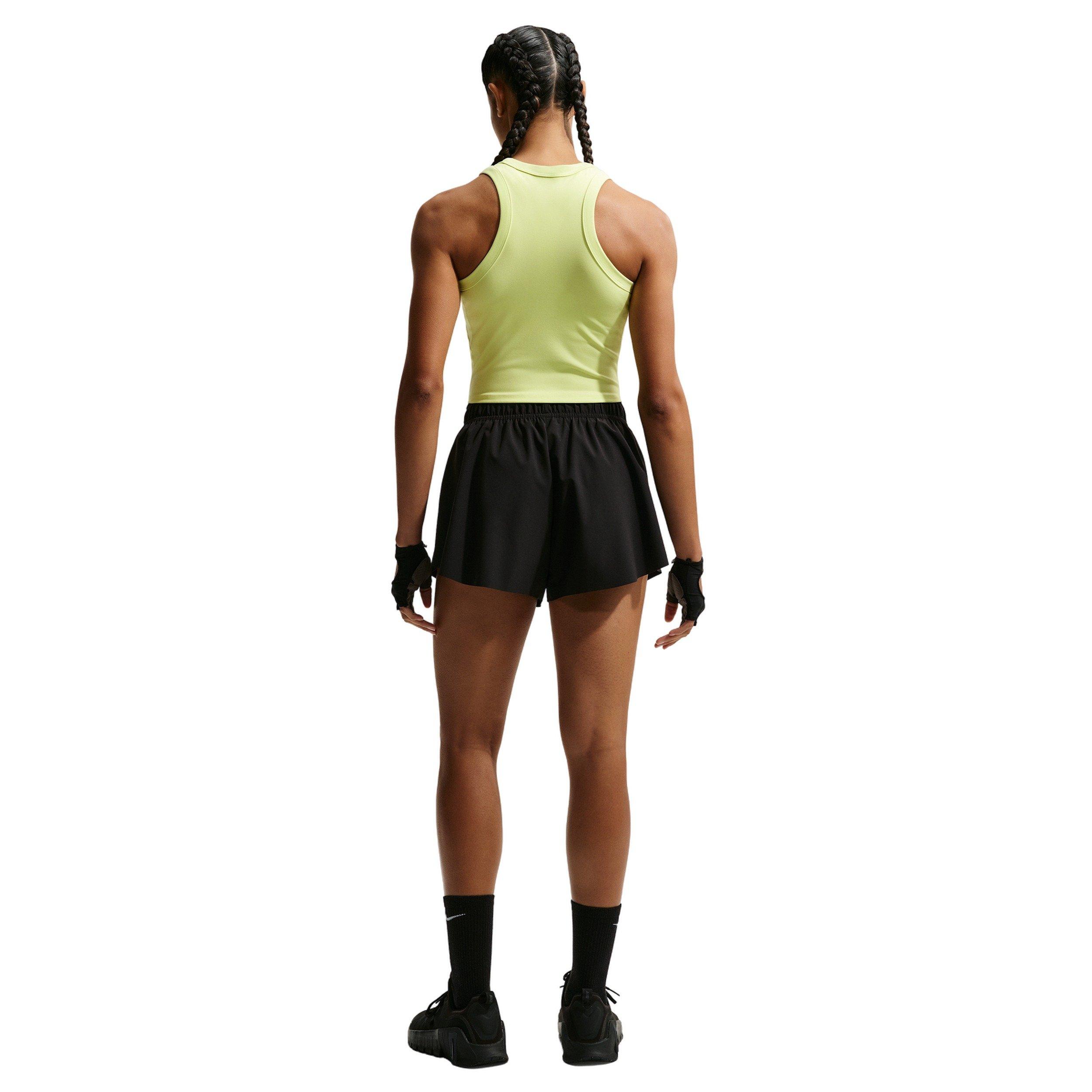 Nike Women's One Fitted Dri-FIT Cropped Tank Top - Yellow - YELLOW Thumbnail View 5