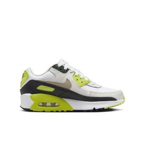 Nike Air Max 90 "White/Cyber/Dark Smoke Grey/Khaki" Grade School Boys' Shoe