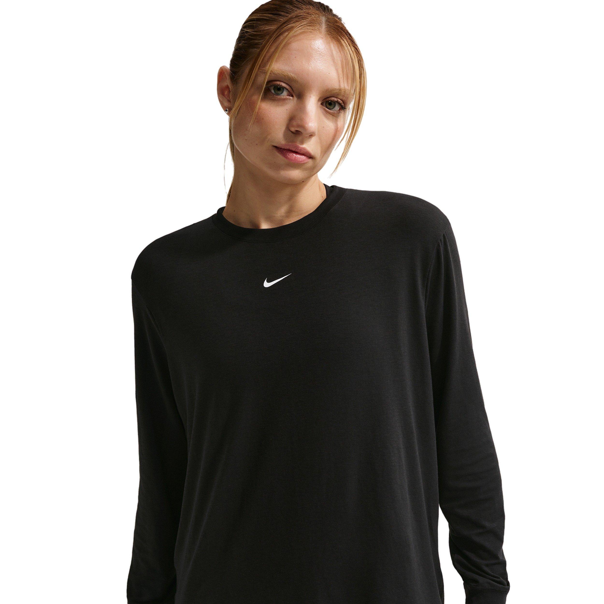 Nike Women's Once Relaxed Dri-FIT Long-Sleeve Top -Black - BLACK Thumbnail View 1