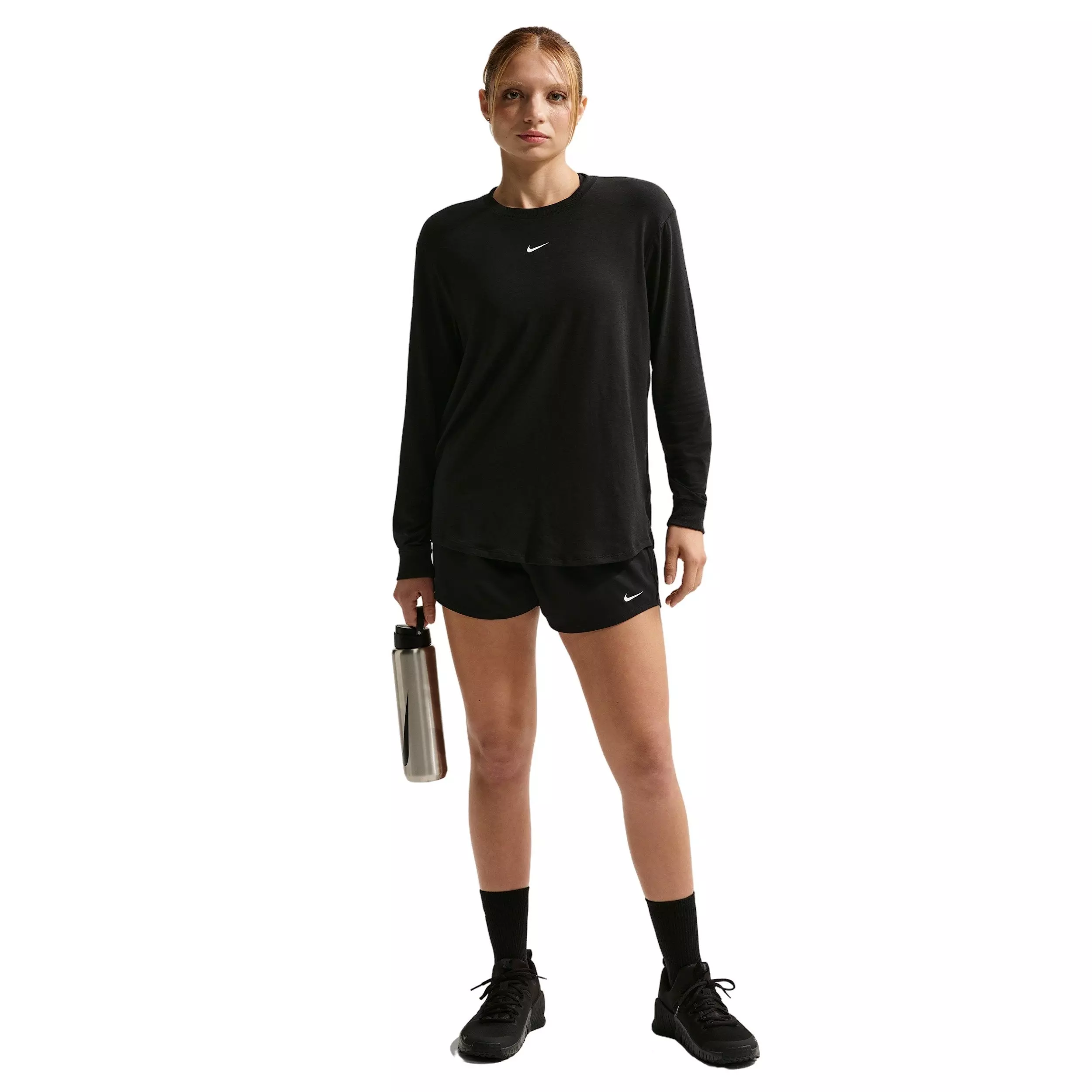 Nike Women's Once Relaxed Dri-FIT Long-Sleeve Top -Black - BLACK