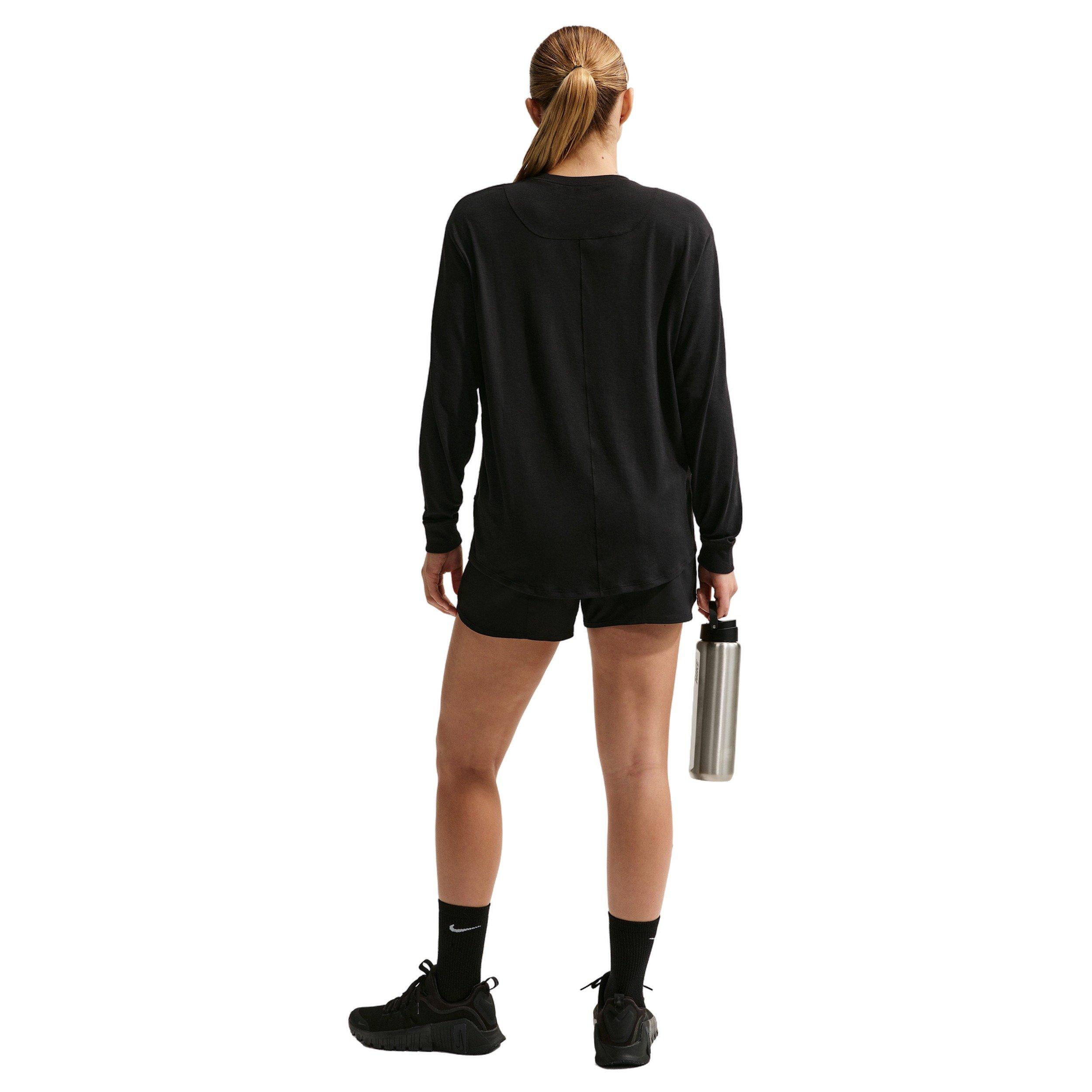 Nike Women's Once Relaxed Dri-FIT Long-Sleeve Top -Black - BLACK Thumbnail View 5