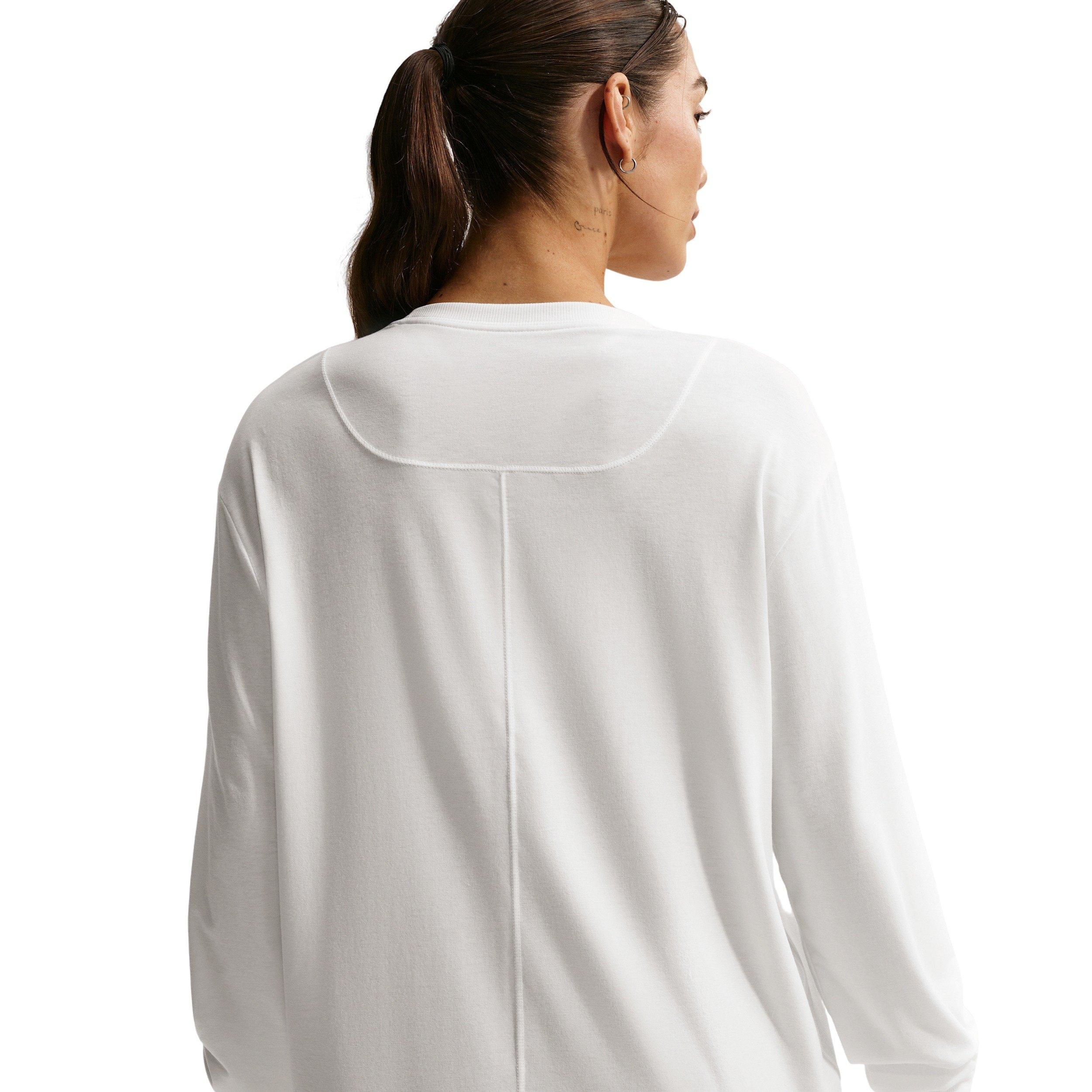 Nike Women's Once Relaxed Dri-FIT Long-Sleeve Top - White - WHITE Thumbnail View 2