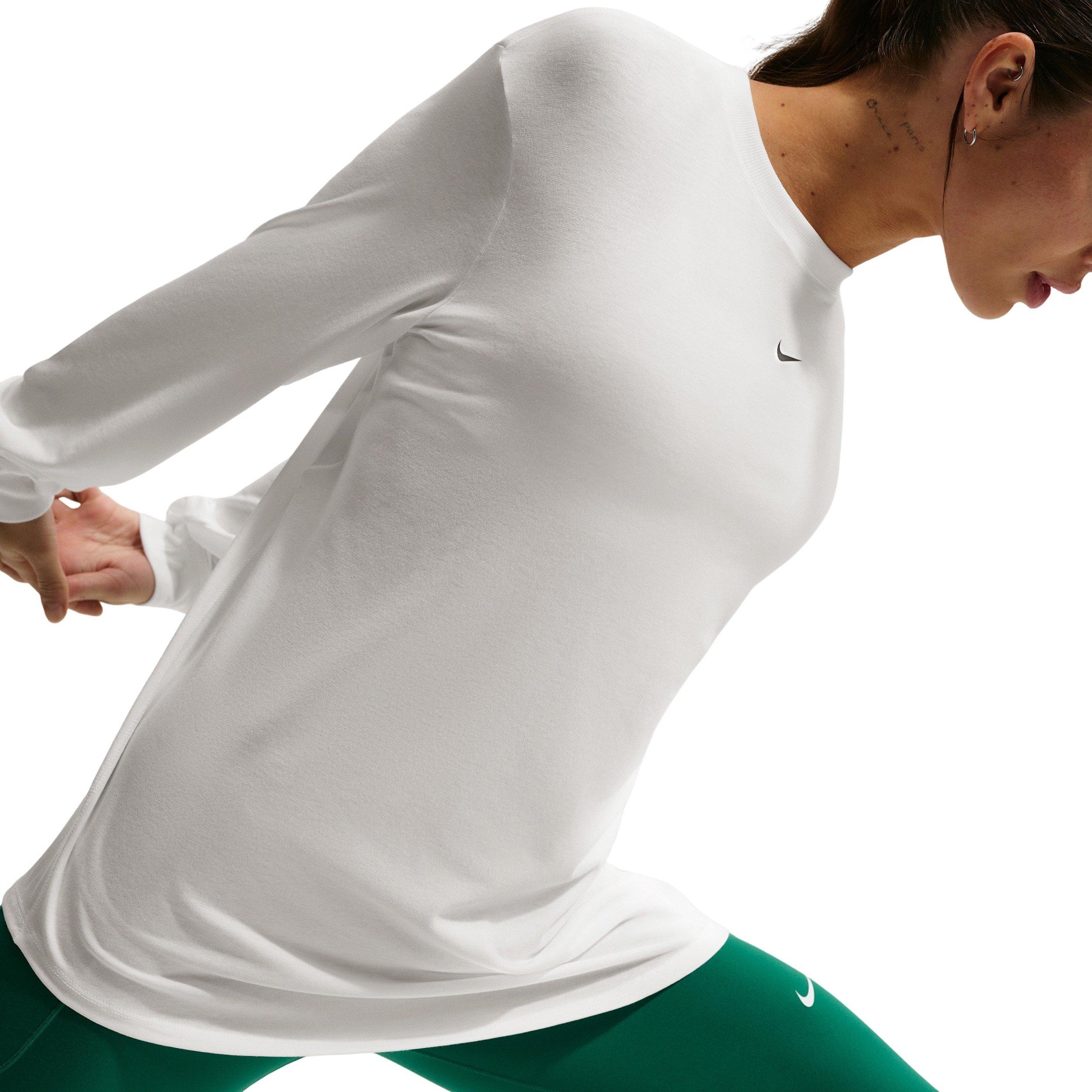 Nike Women's Once Relaxed Dri-FIT Long-Sleeve Top -White - WHITE Thumbnail View 3