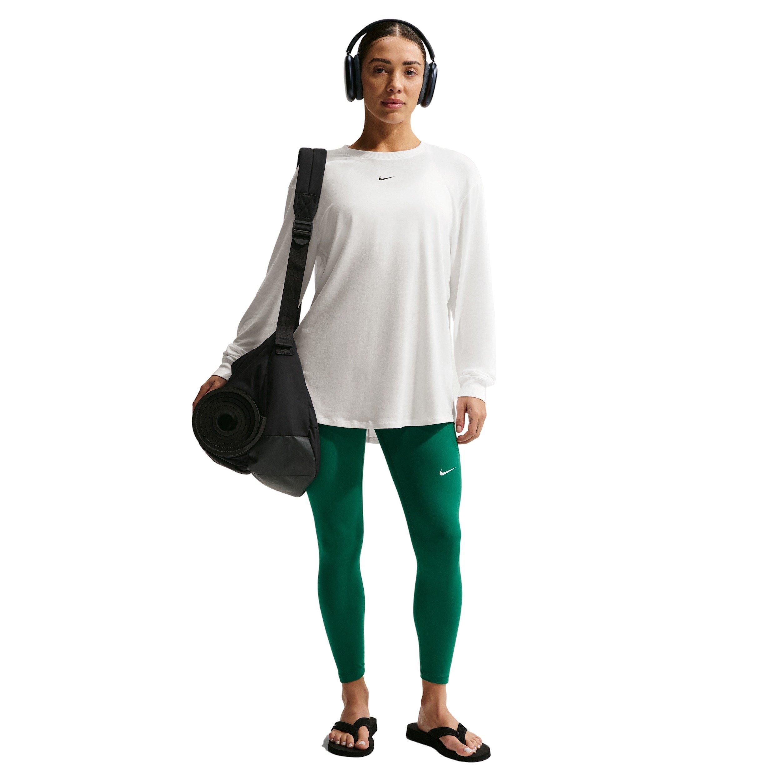 Nike Women's Once Relaxed Dri-FIT Long-Sleeve Top - White - WHITE Thumbnail View 4