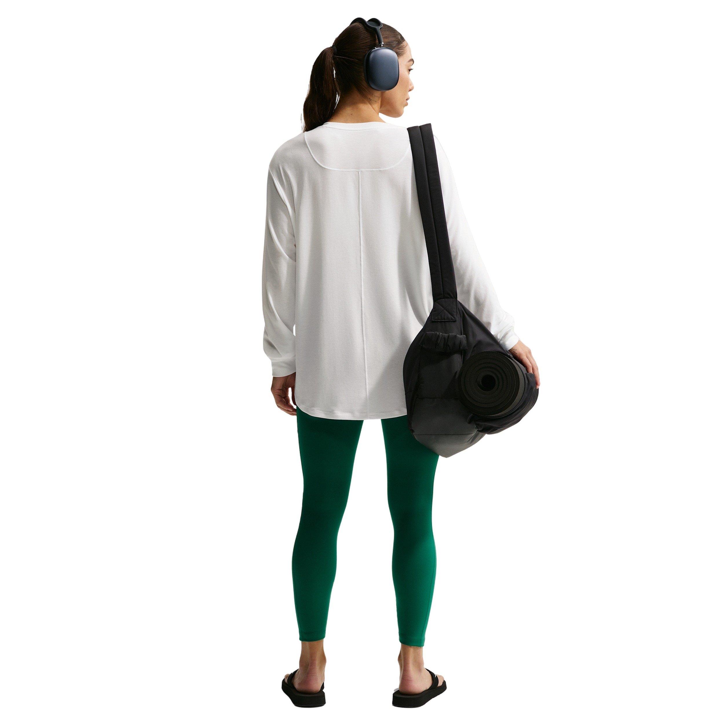 Nike Women's Once Relaxed Dri-FIT Long-Sleeve Top -White - WHITE Thumbnail View 5