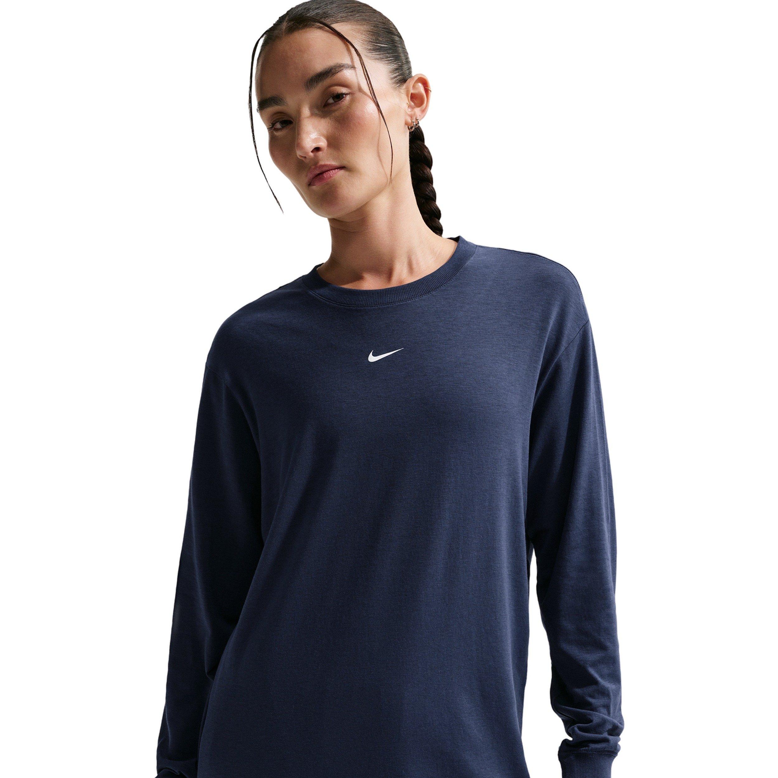 Nike Women's Once Relaxed Dri-FIT Long-Sleeve Top -Navy - NAVY Thumbnail View 1