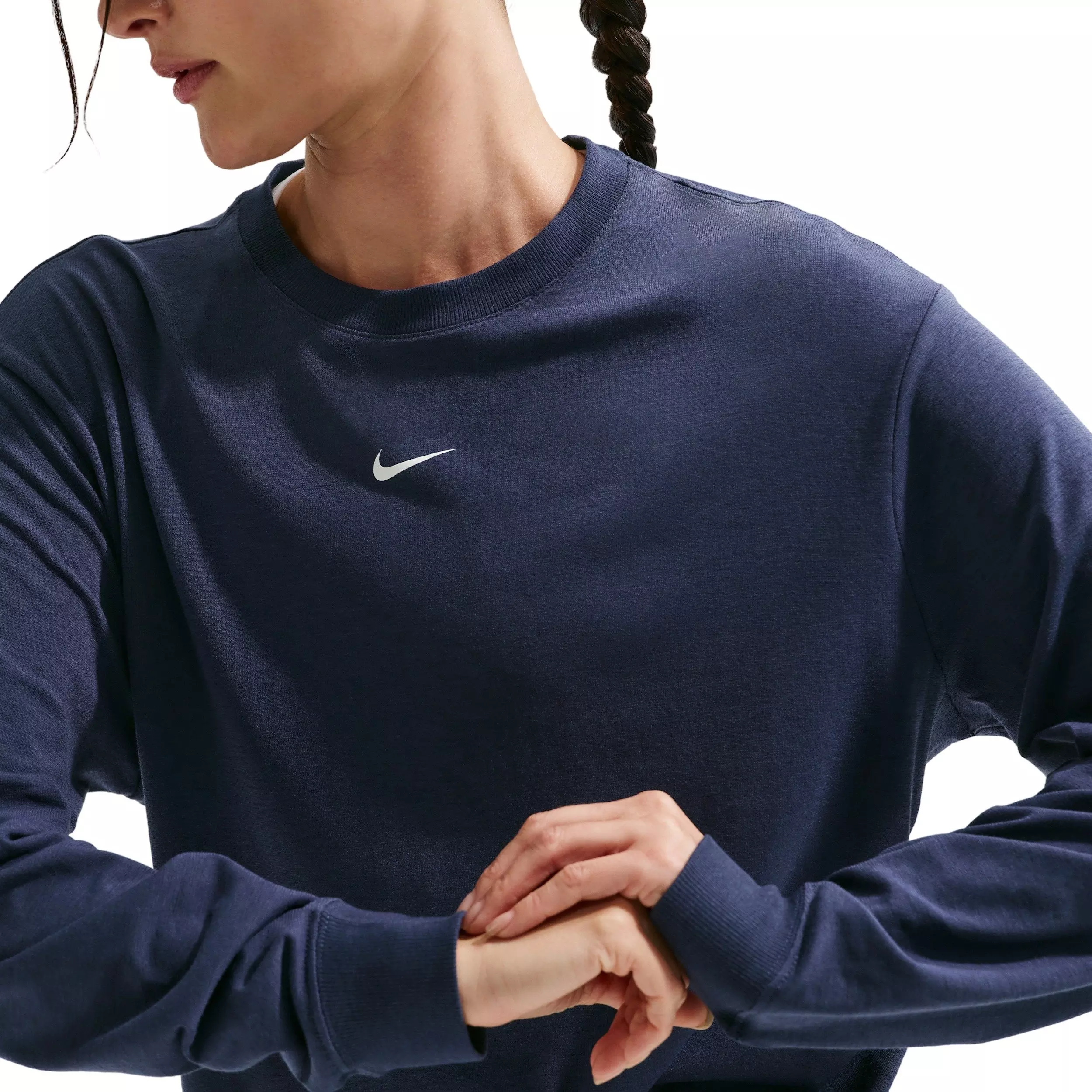 Nike Women's Once Relaxed Dri-FIT Long-Sleeve Top - Navy - NAVY