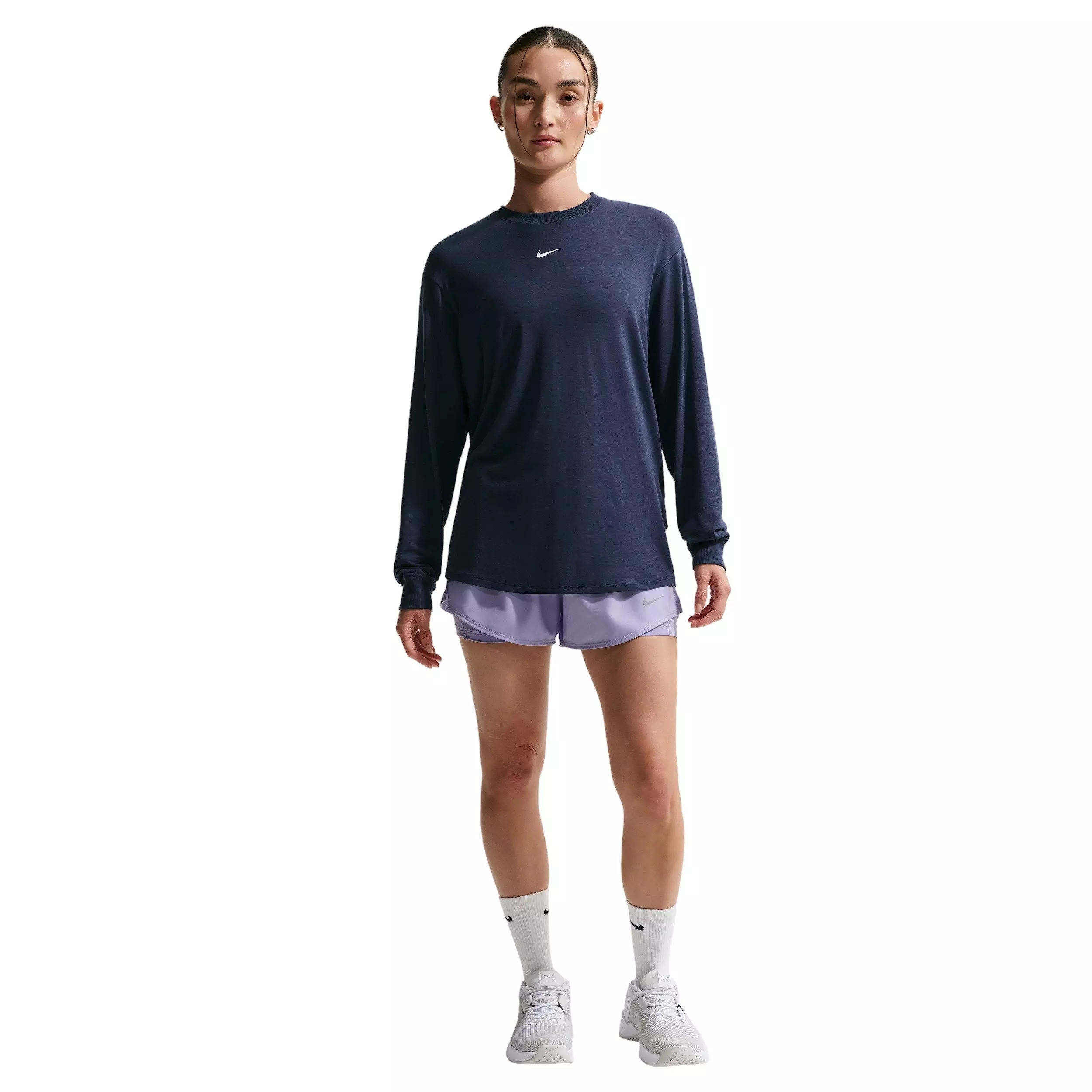 Nike Women's Once Relaxed Dri-FIT Long-Sleeve Top - Navy - NAVY