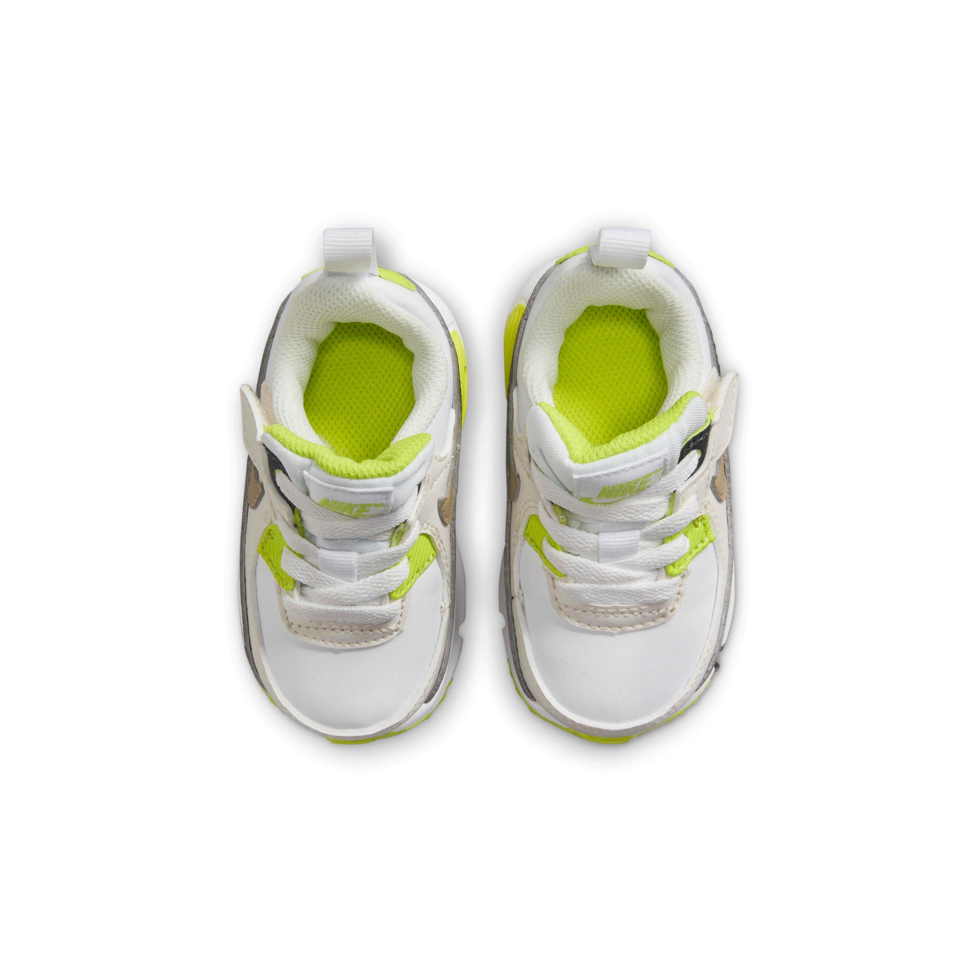 Nike Air Max 90 EasyOn Infant Boys' "White/Cyber/Dark Smoke Grey/Khaki" Shoe
