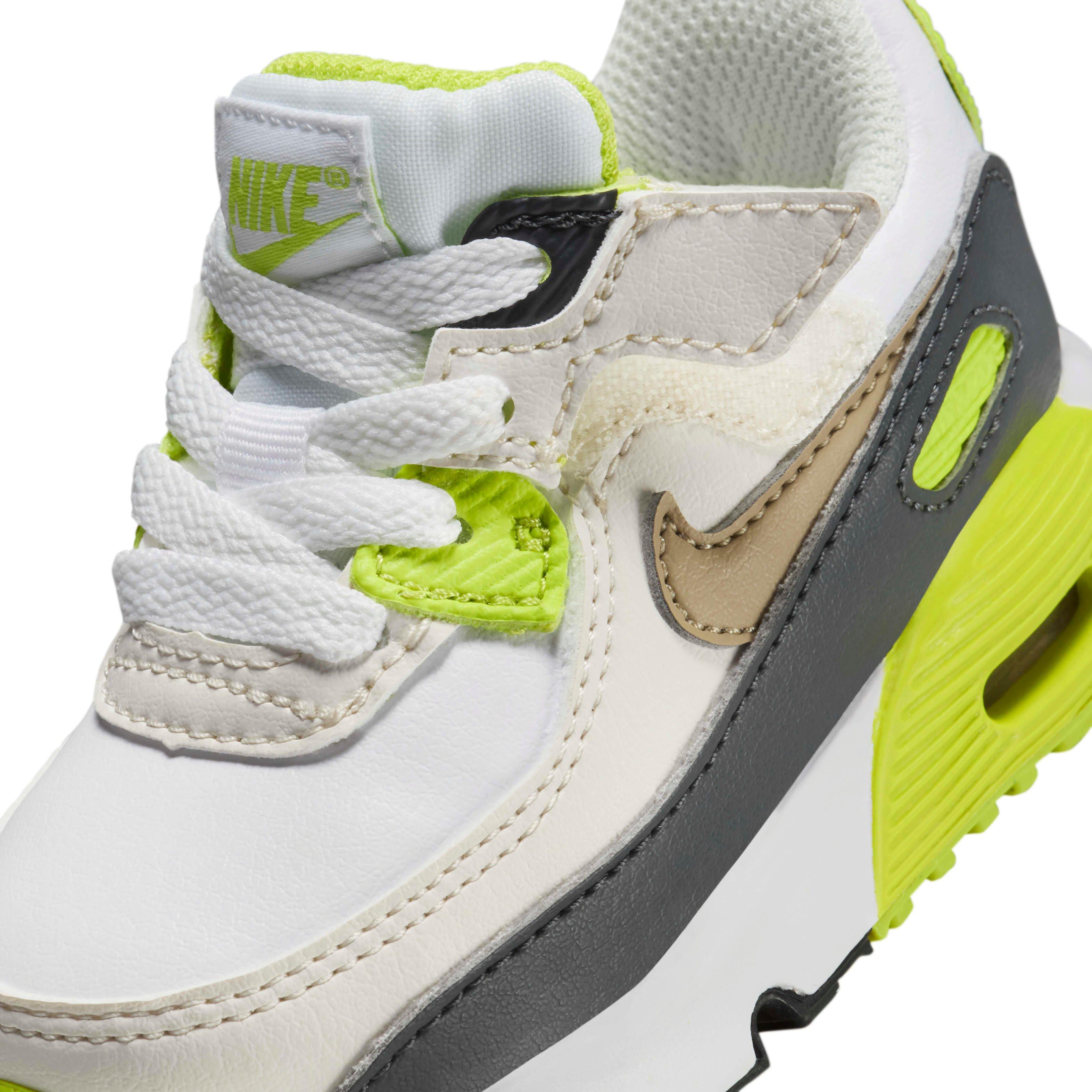 Nike Air Max 90 EasyOn Infant Boys' "White/Cyber/Dark Smoke Grey/Khaki" Shoe