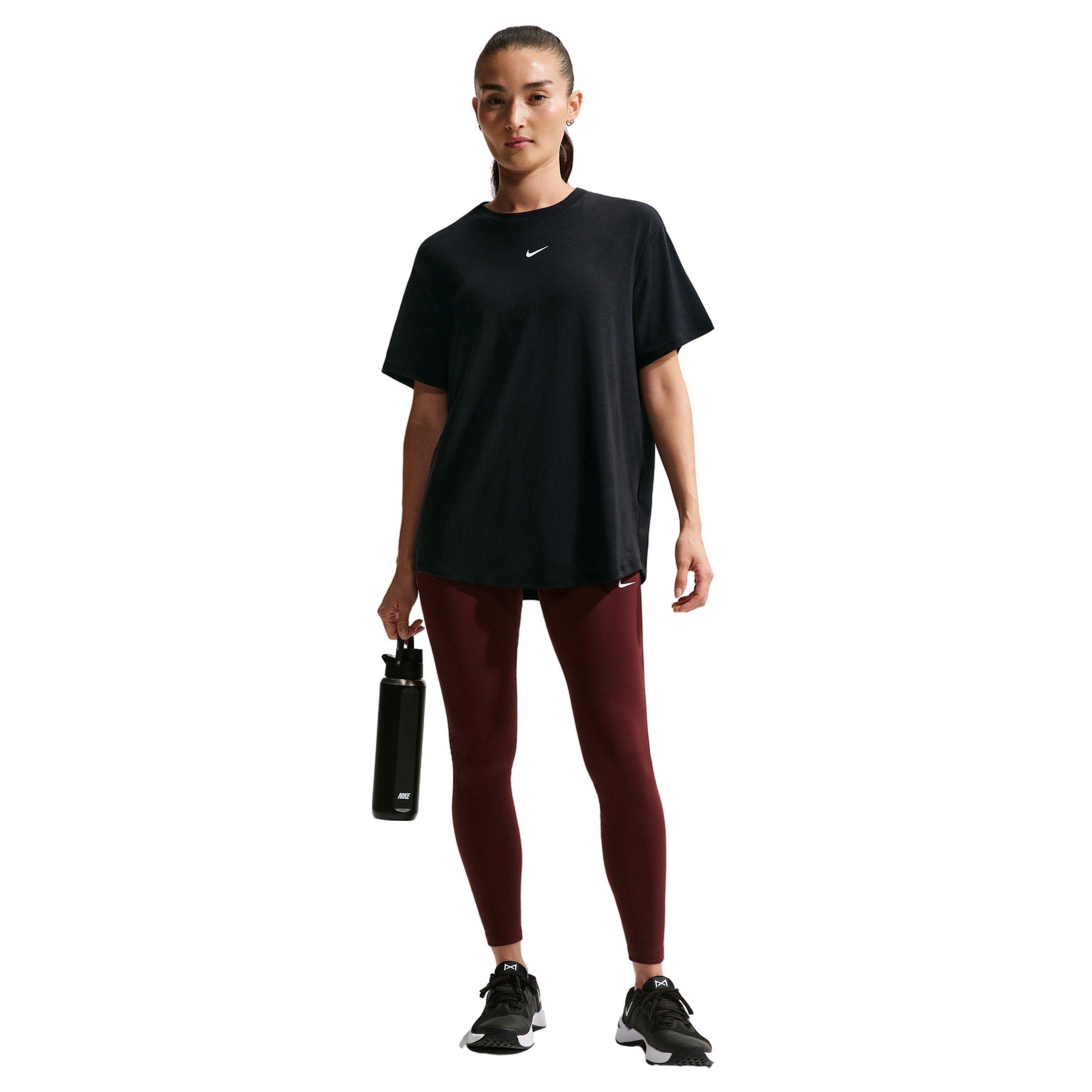 Nike Women's One Relaxed Dri-FIT Short-Sleeve Top - Black - BLACK Thumbnail View 4