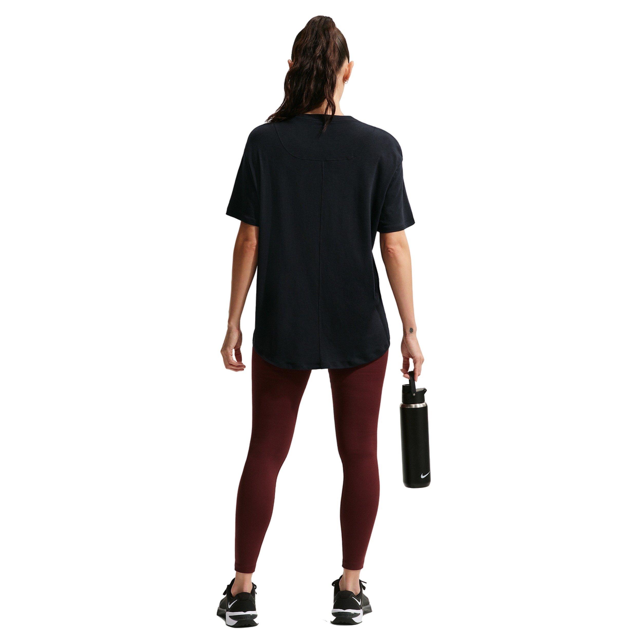 Nike Women's One Relaxed Dri-FIT Short-Sleeve Top - Black - BLACK Thumbnail View 5