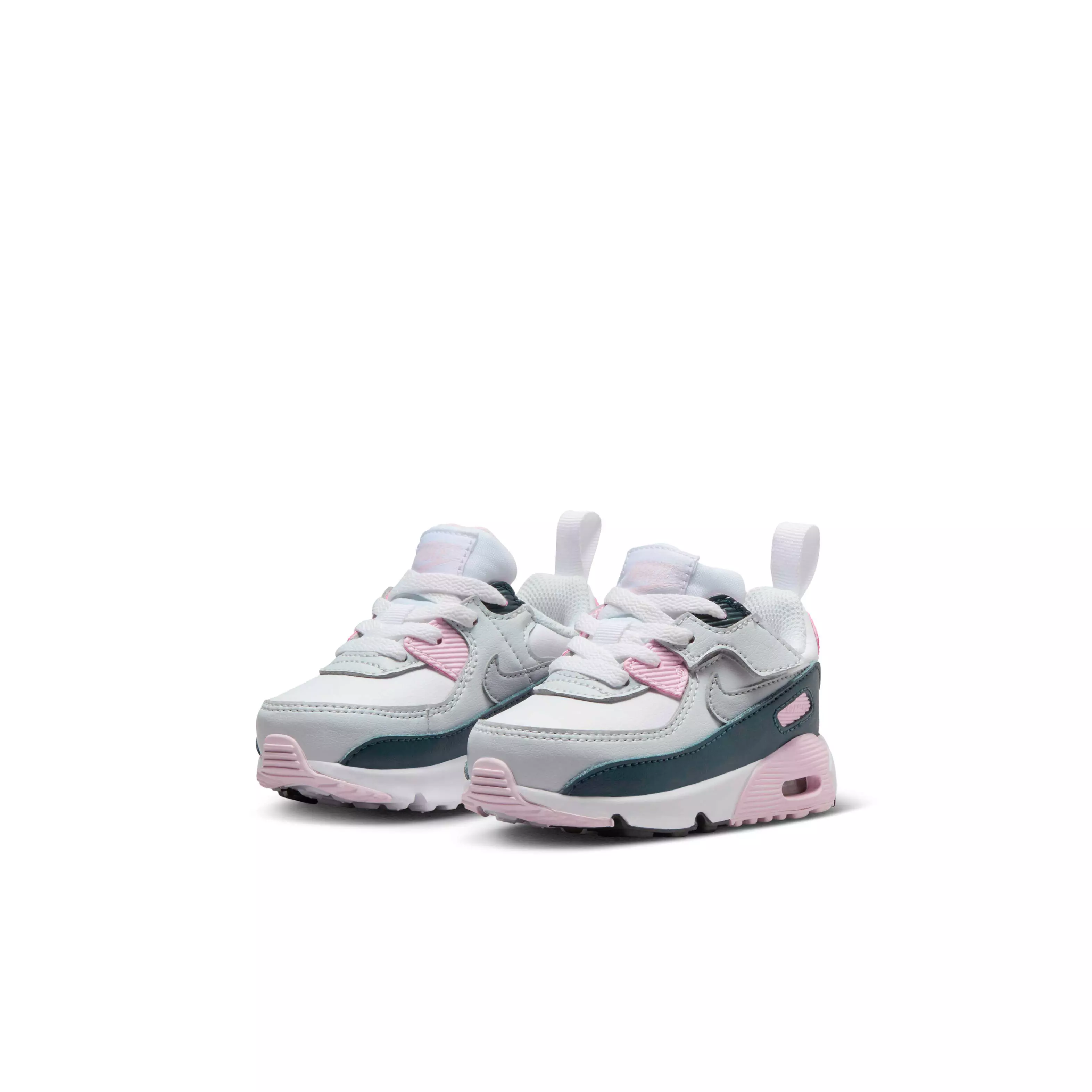 Nike Air Max 90 EasyOn "White/Pink Foam/Armory Navy/Wolf Grey" Infant Girls' Shoe - WHITE/PINK/NAVY/GREY