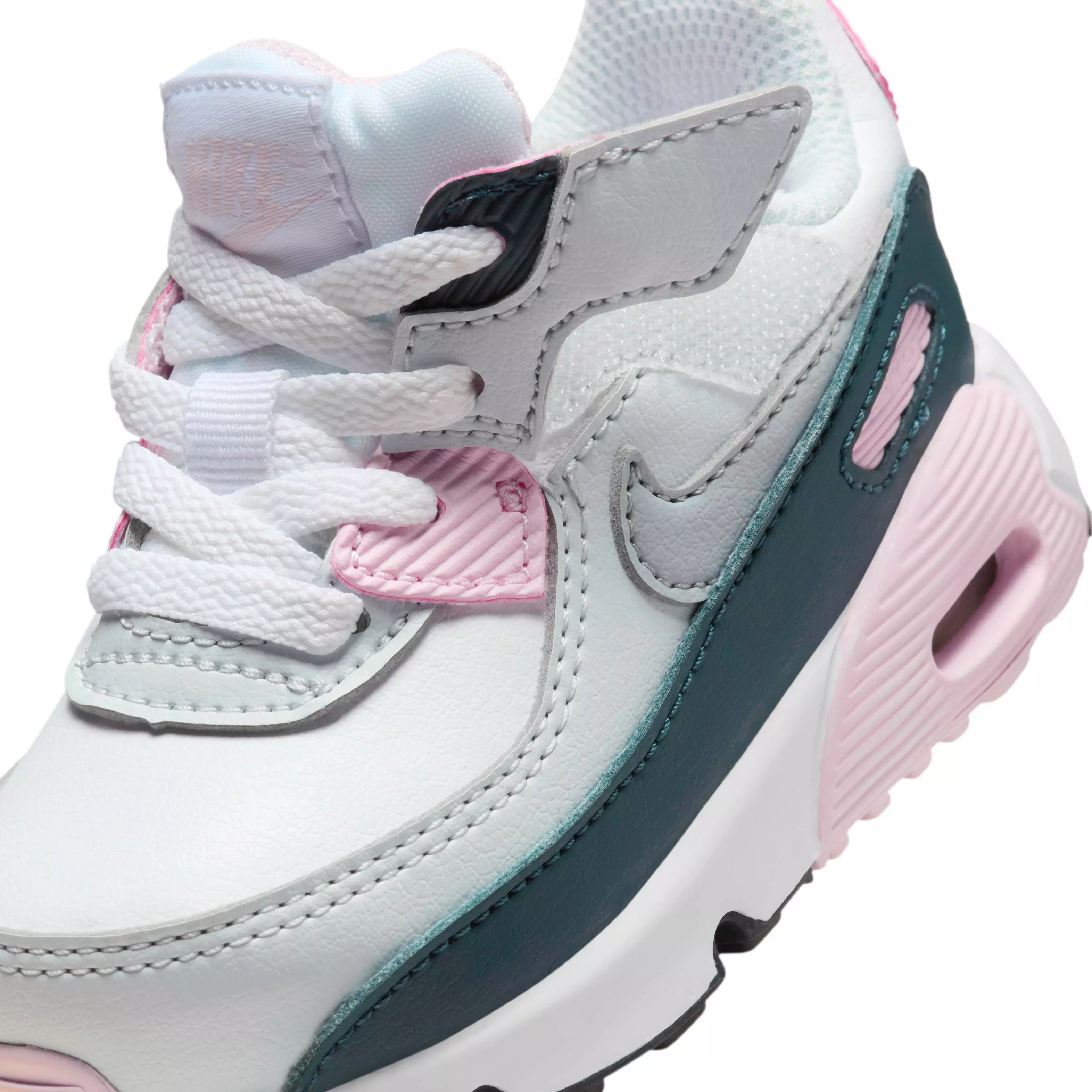 Nike Air Max 90 EasyOn "White/Pink Foam/Armory Navy/Wolf Grey" Infant Girls' Shoe - WHITE/PINK/NAVY/GREY