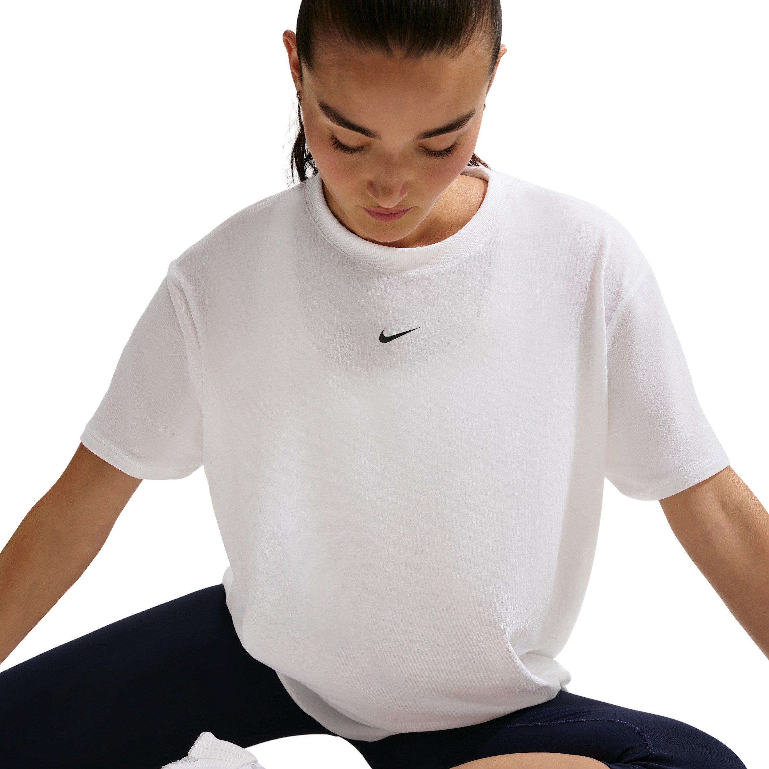 Nike Women's One Relaxed Dri-FIT Short-Sleeve Top - White - WHITE Thumbnail View 3