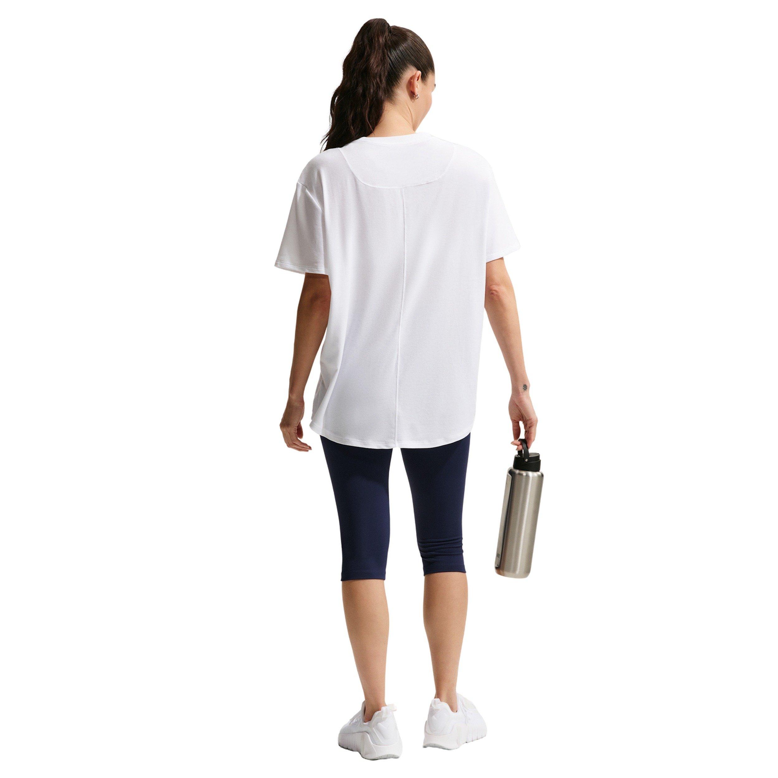 Nike Women's One Relaxed Dri-FIT Short-Sleeve Top - White - WHITE Thumbnail View 5