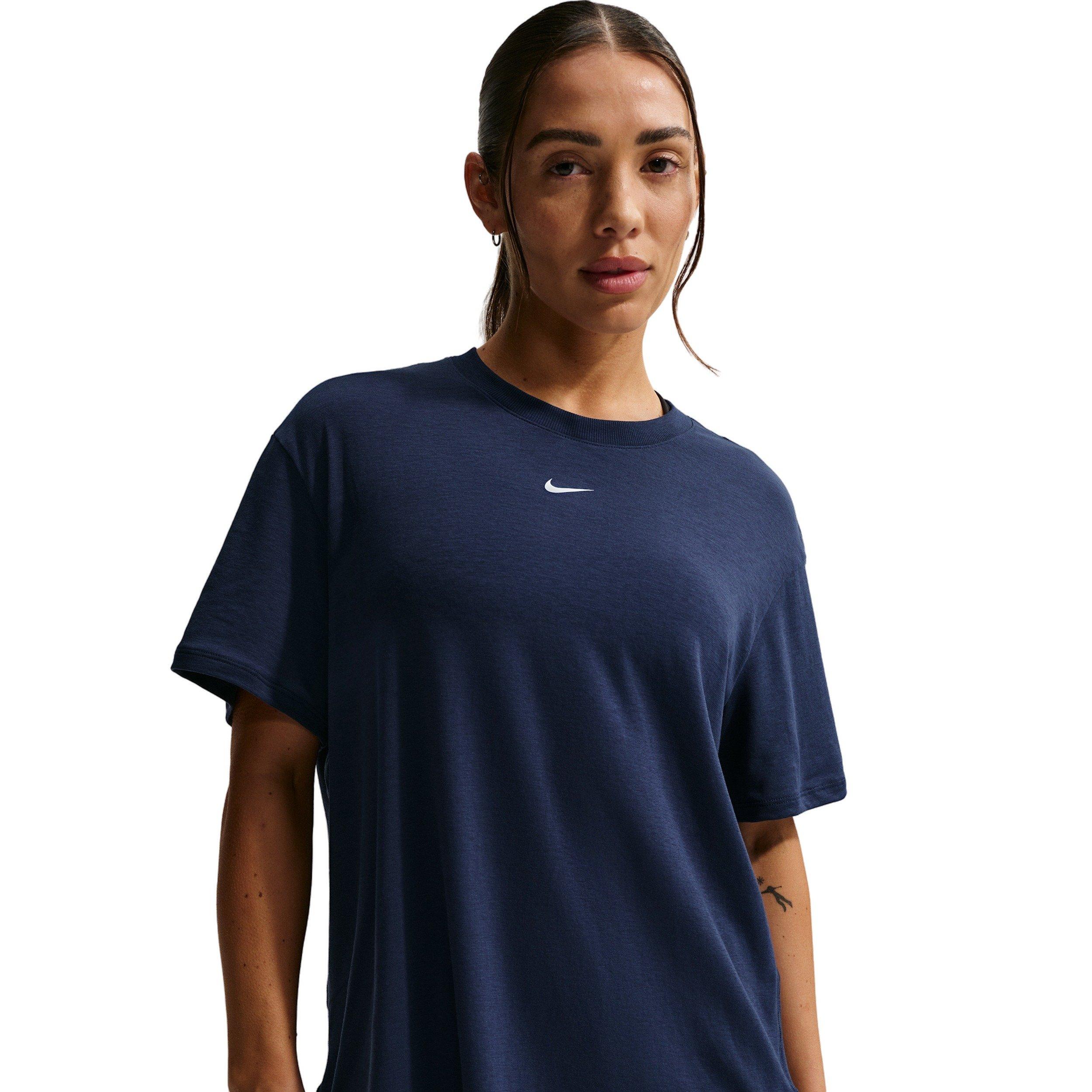 Nike Women's One Relaxed Dri-FIT Short-Sleeve Top - Navy - NAVY Thumbnail View 1