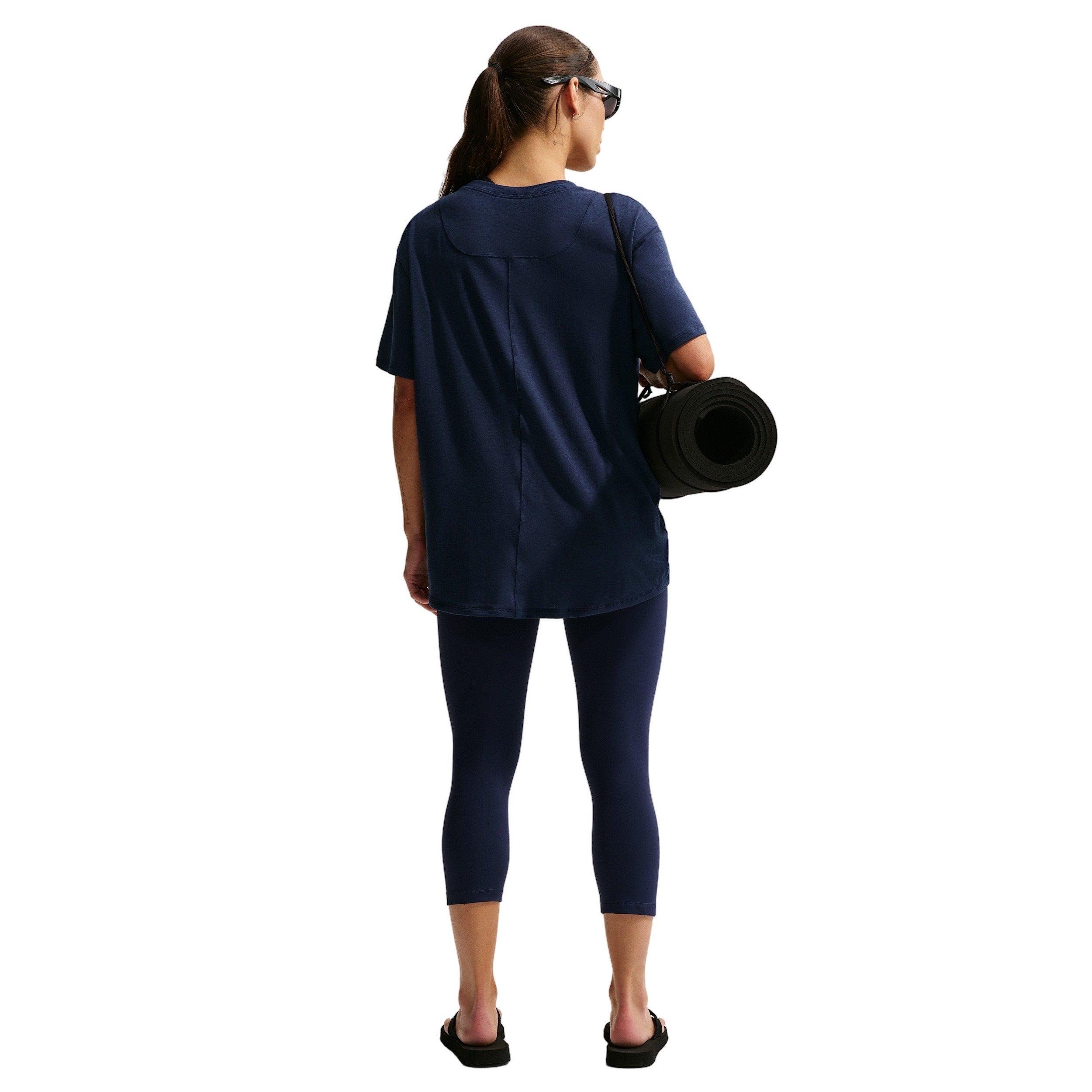 Nike Women's One Relaxed Dri-FIT Short-Sleeve Top -Navy - NAVY Thumbnail View 5