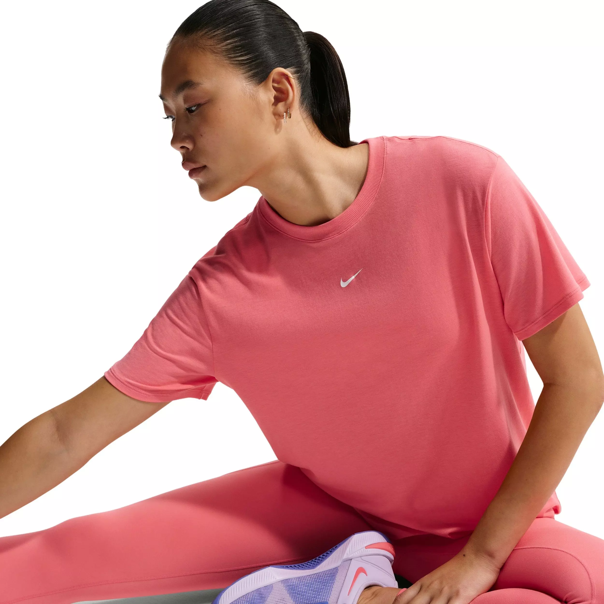 Nike Women's One Relaxed Dri-FIT Short-Sleeve Top - Coral - CORAL