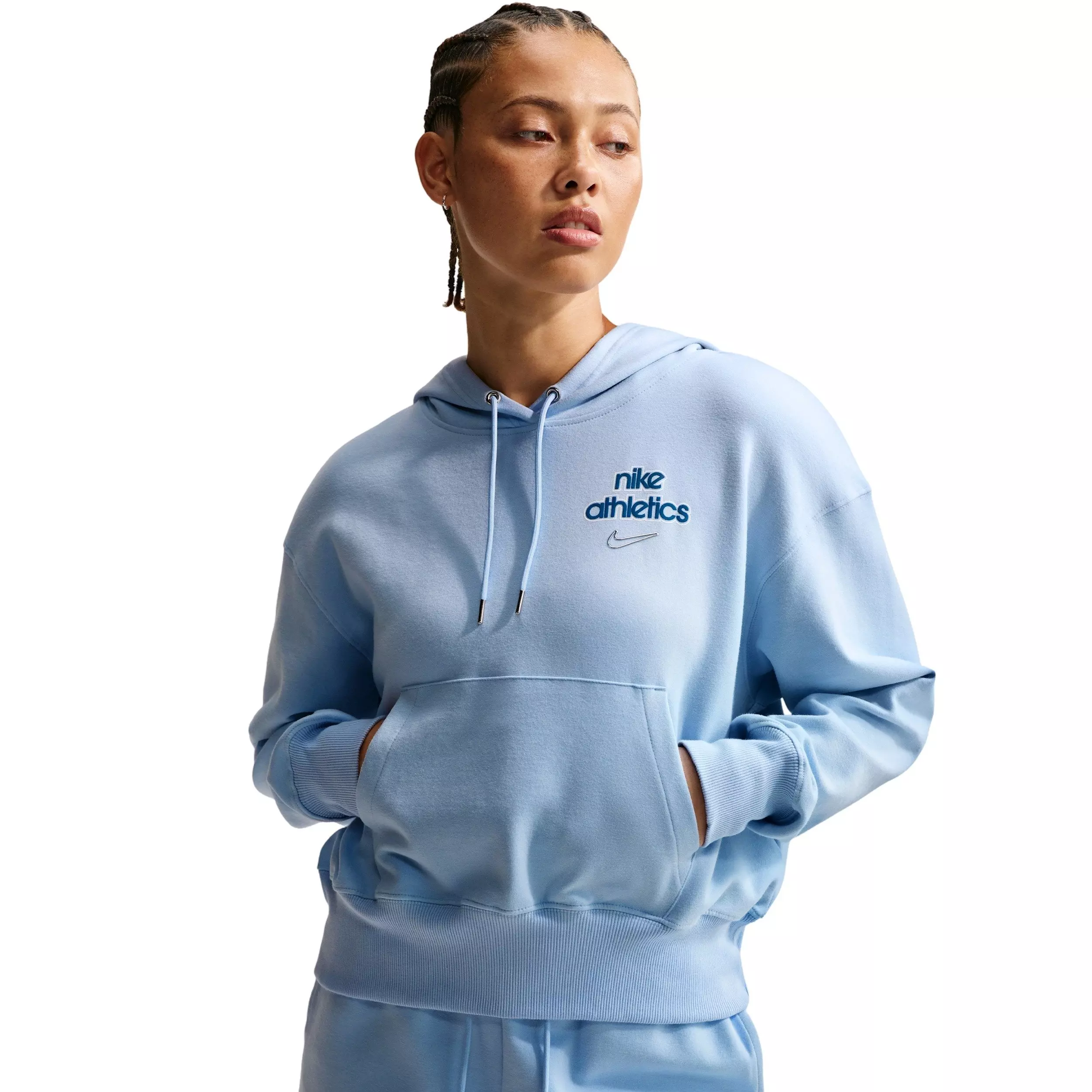 Nike Women's Sportswear Phoenix Fleece Pull-Over Hoodie -  Blue - BLUE