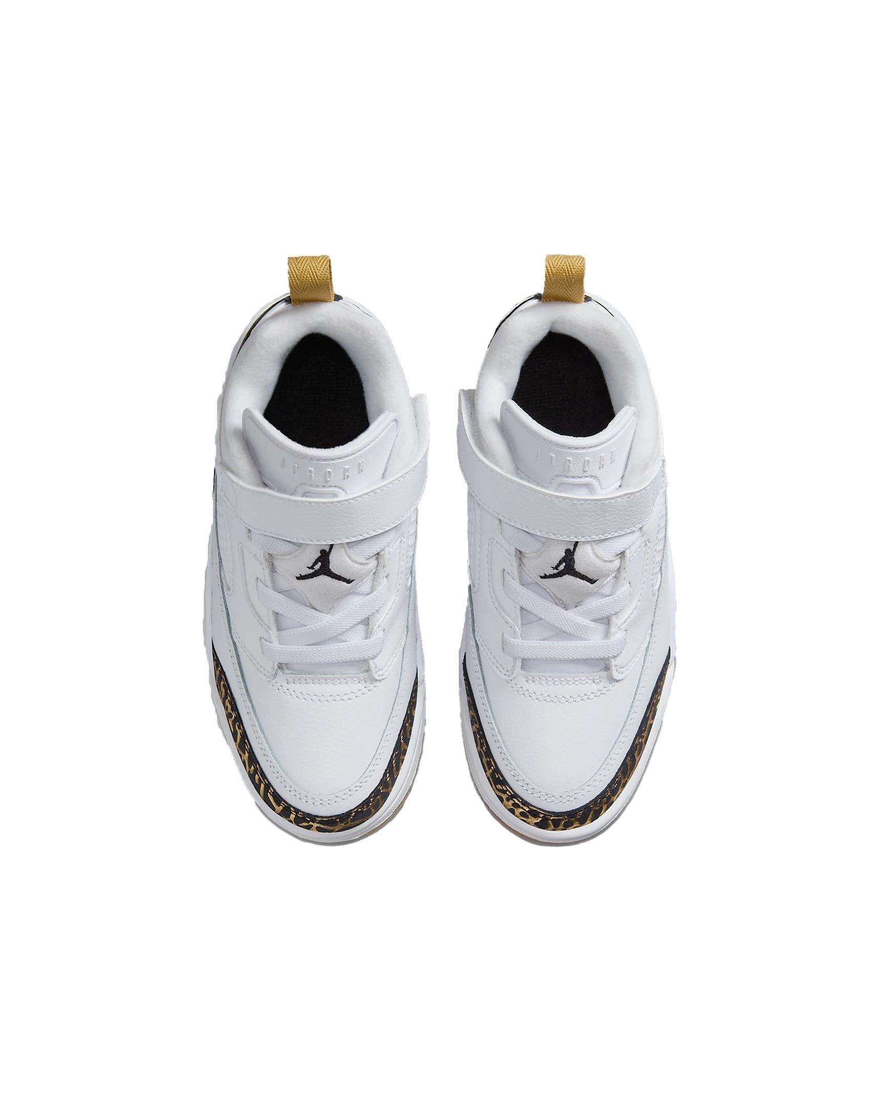 Jordan Spizike Low "White/Metallic Gold/Sail/Black" Preschool Boys' Shoe - WHITE/GOLD/BLACK Thumbnail View 3