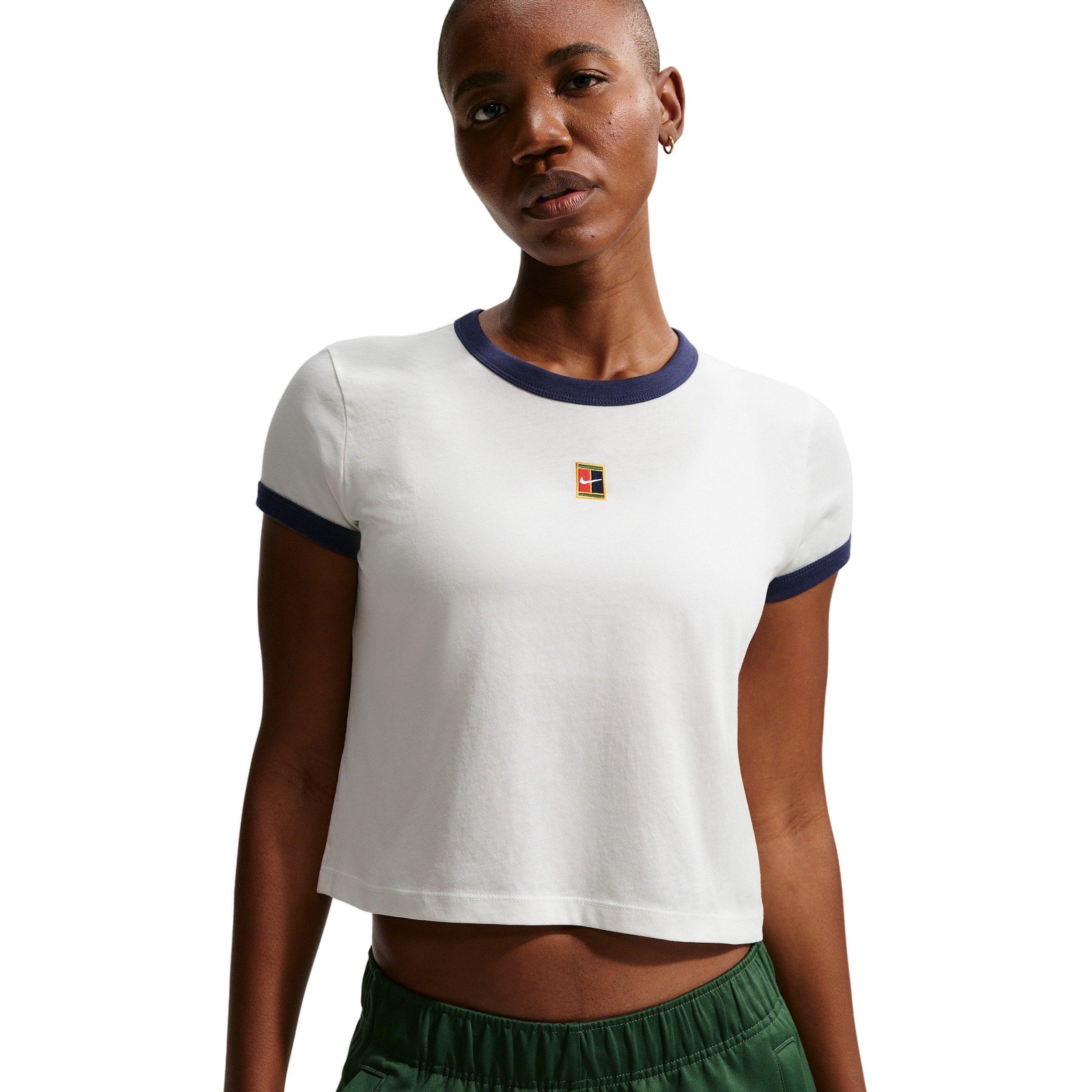 Nike Women's Heritage Short-Sleeve Racquet Ringer Tennis T-Shirt - White - WHITE Thumbnail View 1