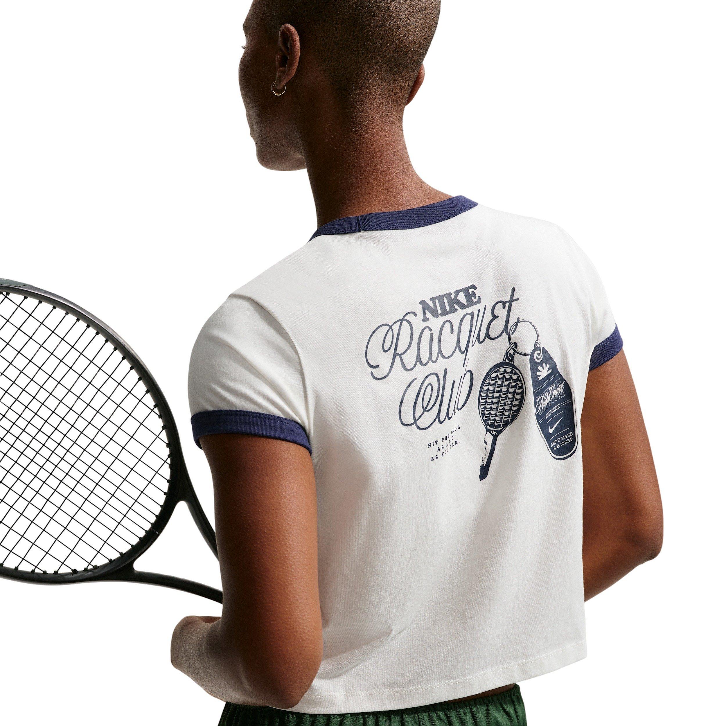 Nike Women's Heritage Short-Sleeve Racquet Ringer Tennis T-Shirt - White - WHITE Thumbnail View 2