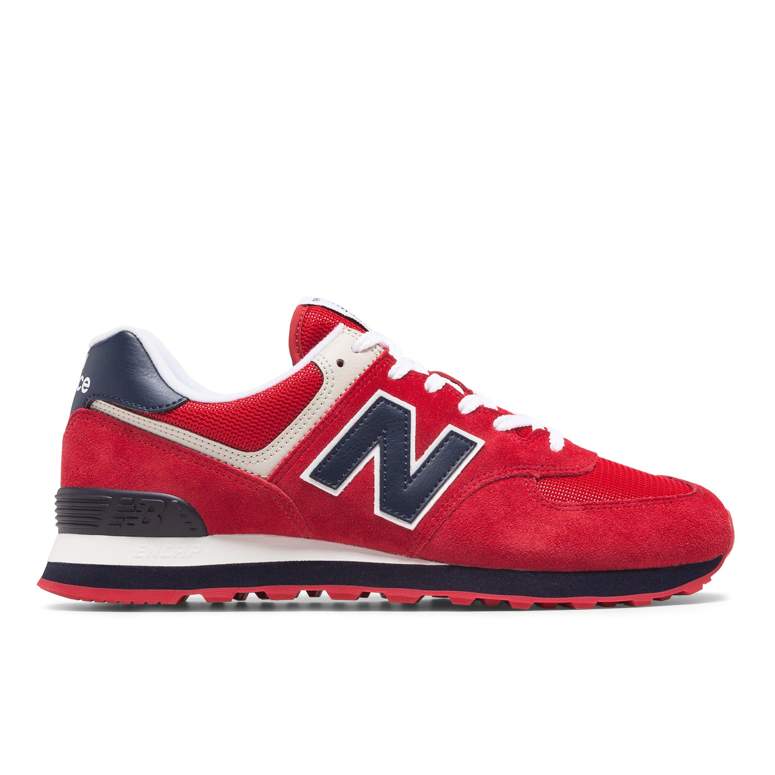 navy blue and red new balance 574