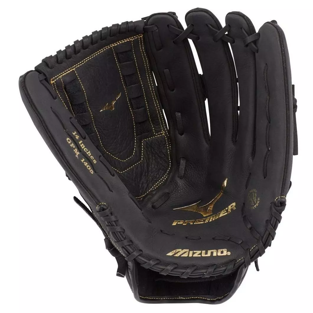 Mizuno Premier Series 14" Slowpitch Softball Glove RHT - BLACK/GOLD