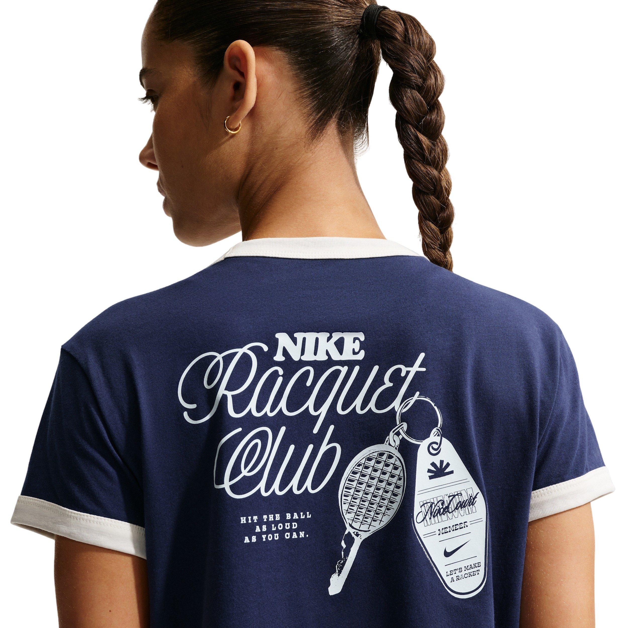 Nike Women's Heritage Short-Sleeve Racquet Ringer Tennis T-Shirt - Blue - BLUE Thumbnail View 2