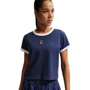 Nike Women's Heritage Short-Sleeve Racquet Ringer Tennis T-Shirt -Blue