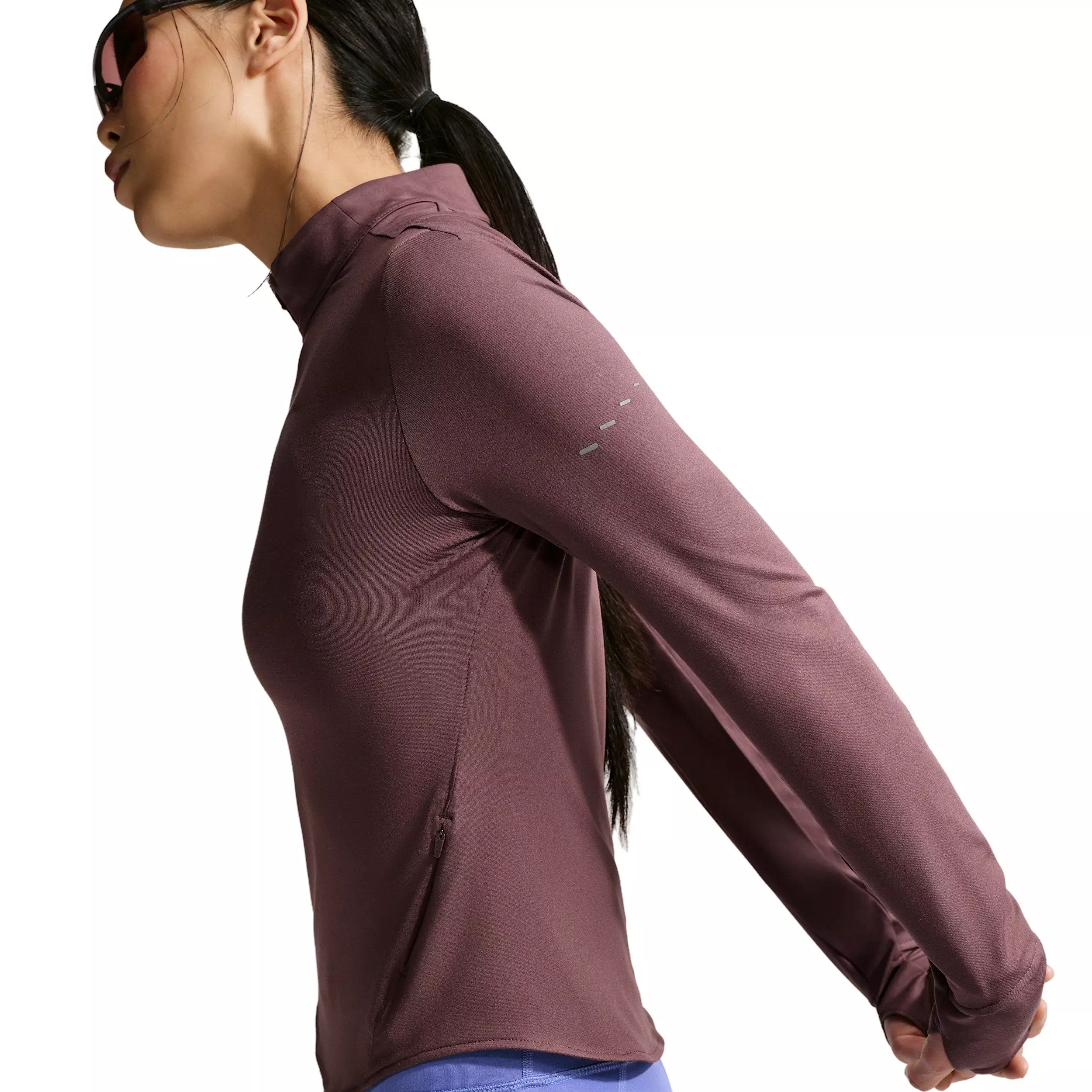 Nike Women's Swift Dri-FIT UV 1/4-Zip Running Top - Tattoo Purple - TATTOO PURPLE