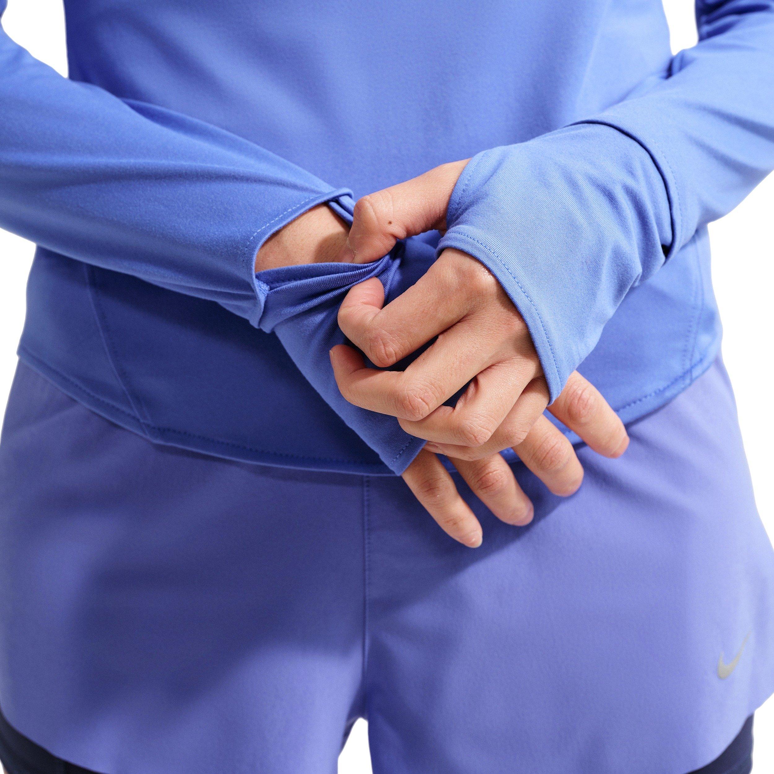 Nike Women's Swift Dri-FIT UV 1/4-Zip Running Top - Sapphire - SAPPHIRE Thumbnail View 6