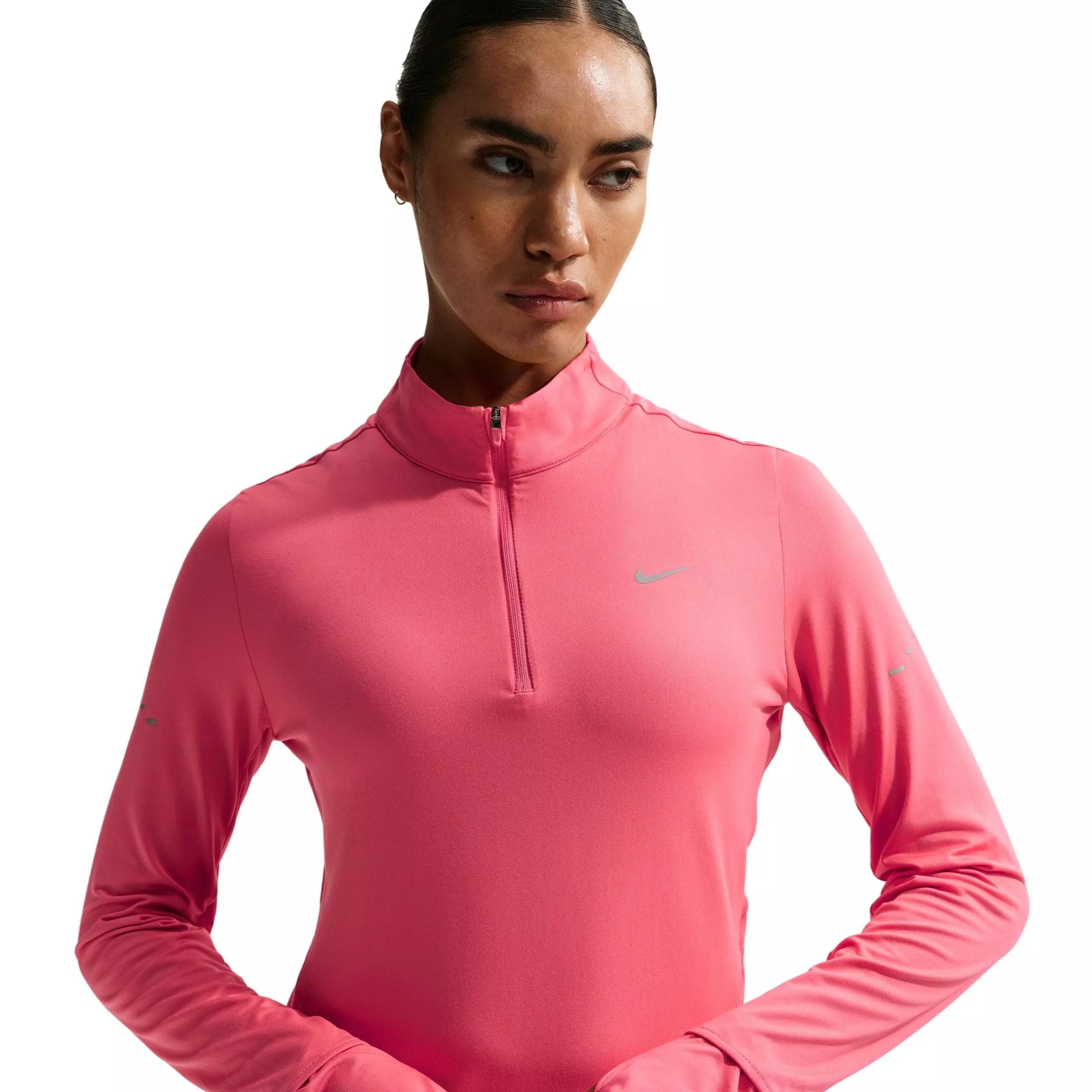 Nike Women's Swift Dri-FIT UV 1/4-Zip Running Top - Coral - CORAL