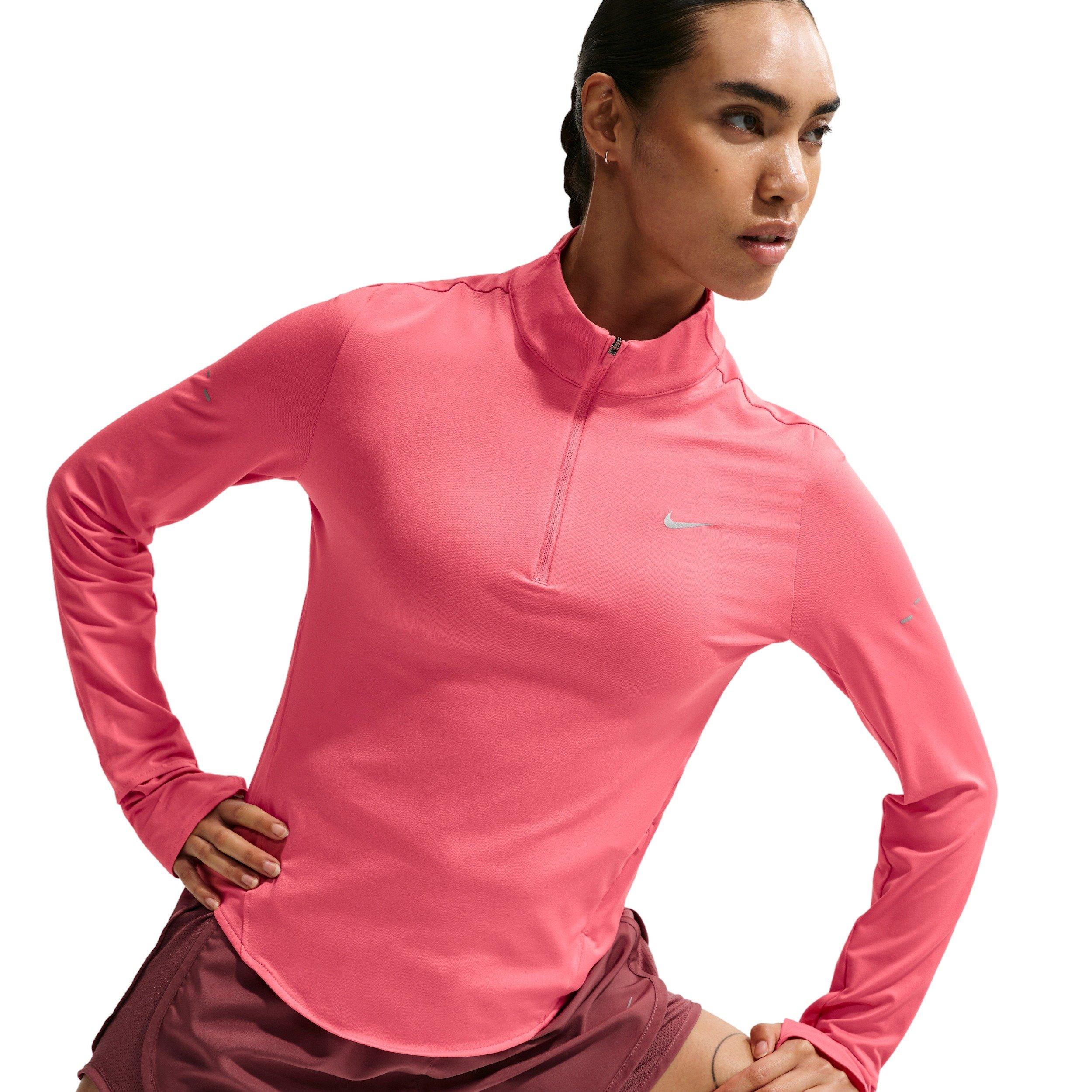 Nike Women's Swift Dri-FIT UV 1/4-Zip Running Top - Coral - CORAL Thumbnail View 3