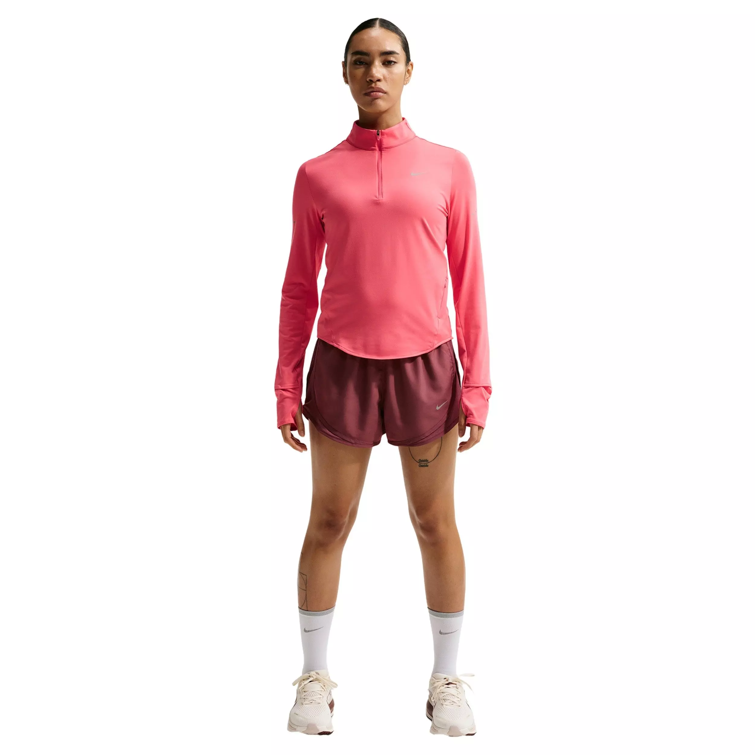Nike Women's Swift Dri-FIT UV 1/4-Zip Running Top - Coral - CORAL