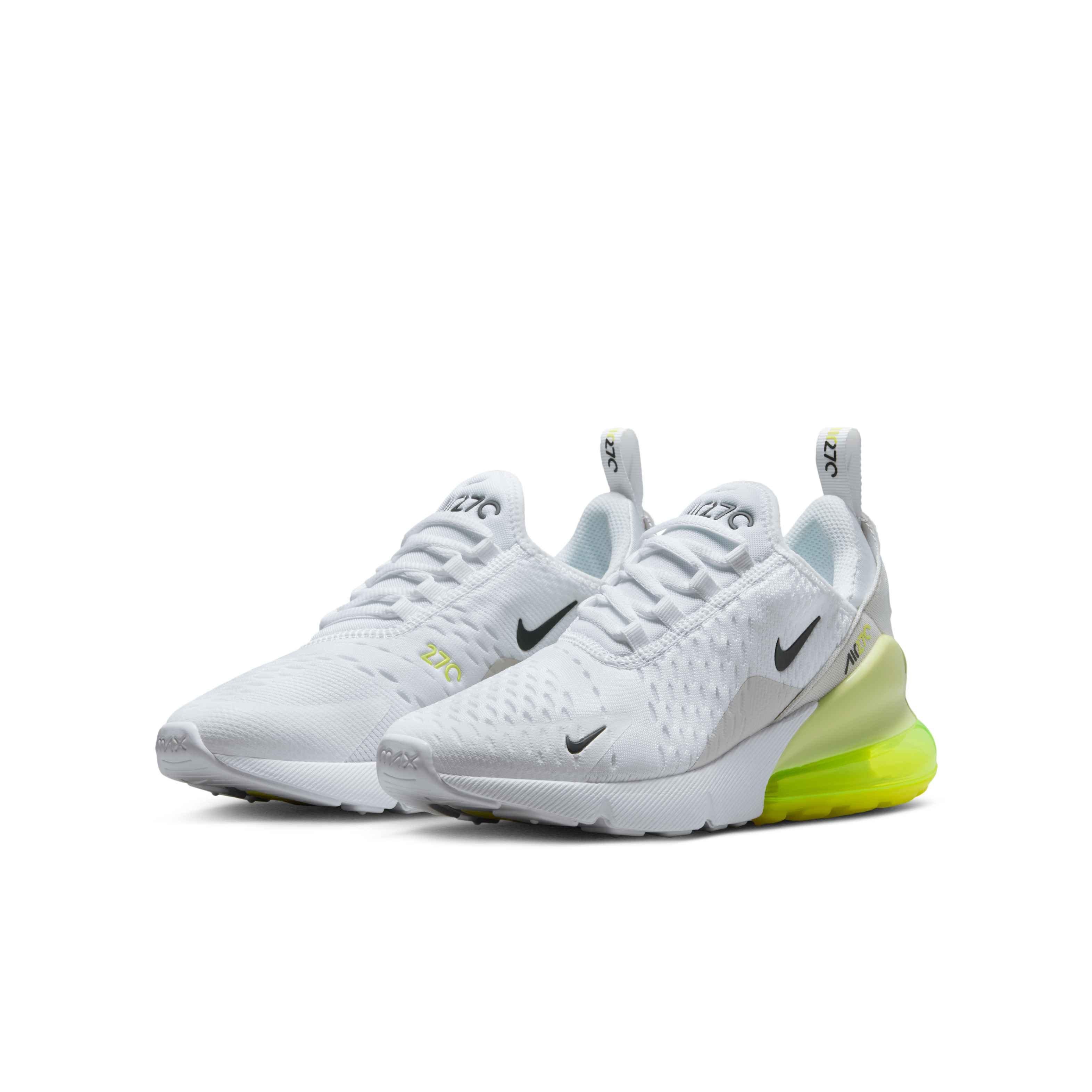 Nike Air Max 270 Grade School Boys' "White/Limelight/Vast Grey/Anthracite" Shoe
