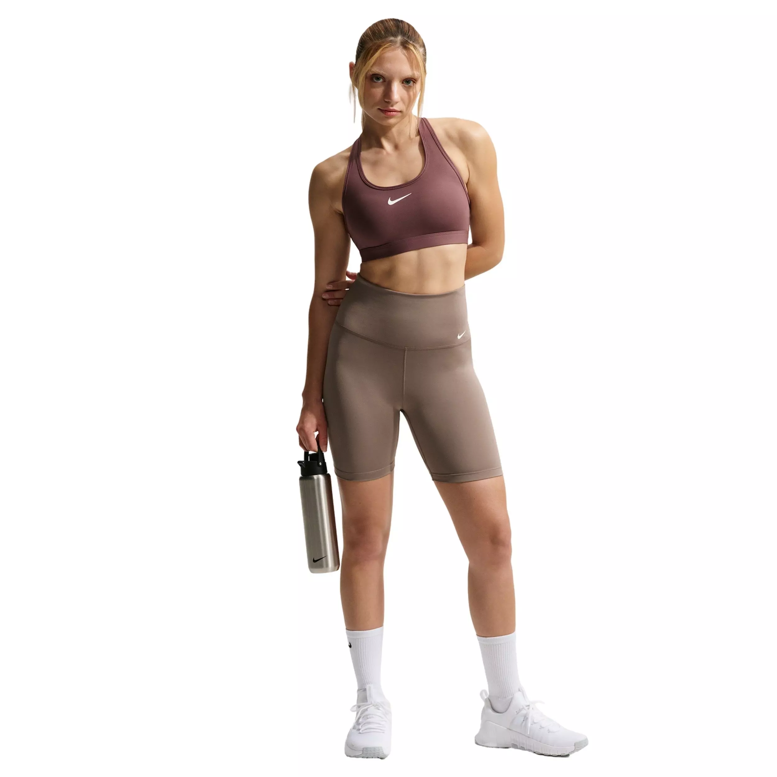 Nike Women's Swoosh Medium Support Padded Sports Bra -Tattoo Purple - TATTOO PURPLE