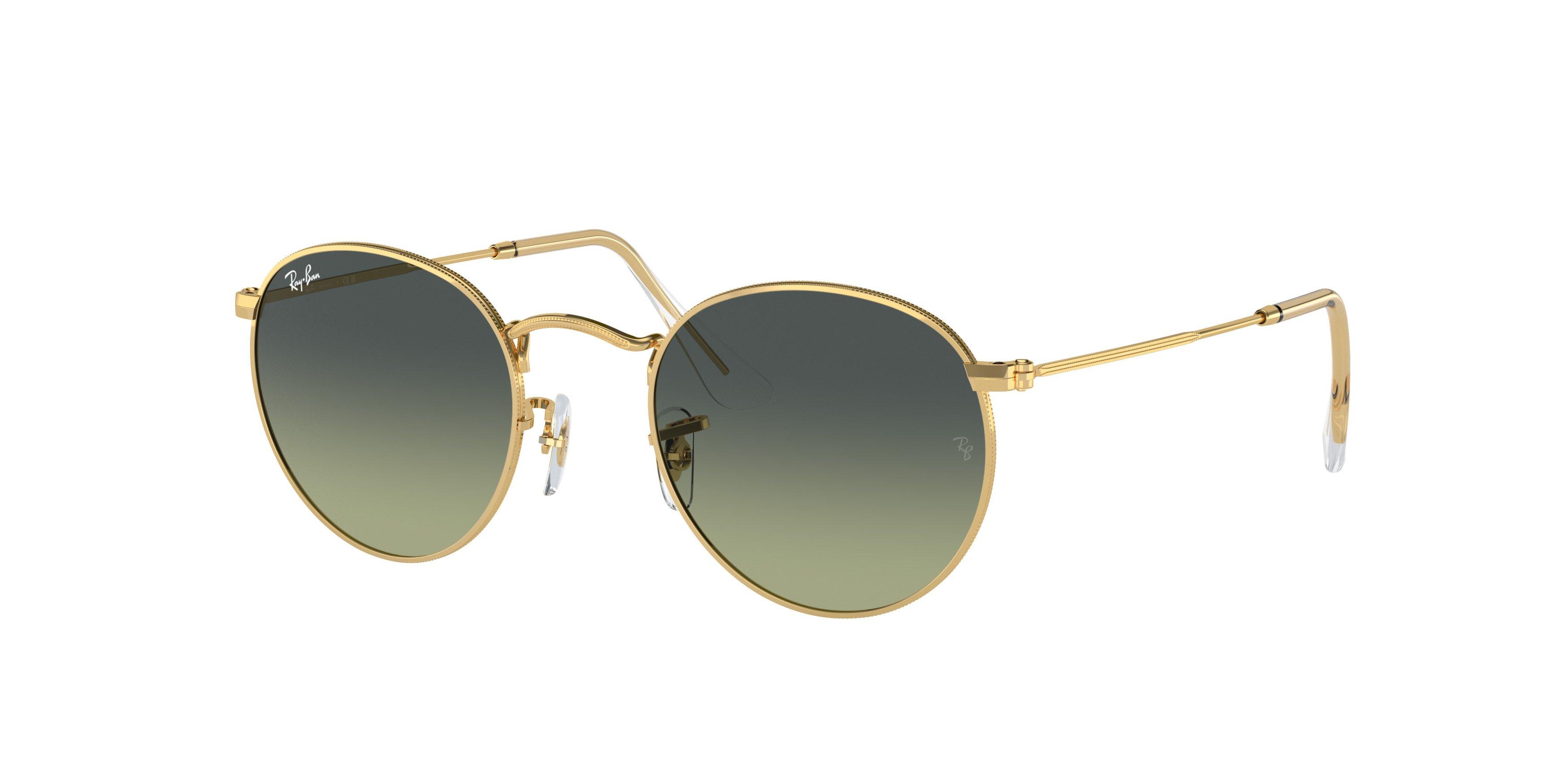 Ray-Ban Round Metal Antiqued Sunglasses - GOLD/GREEN Thumbnail View 1