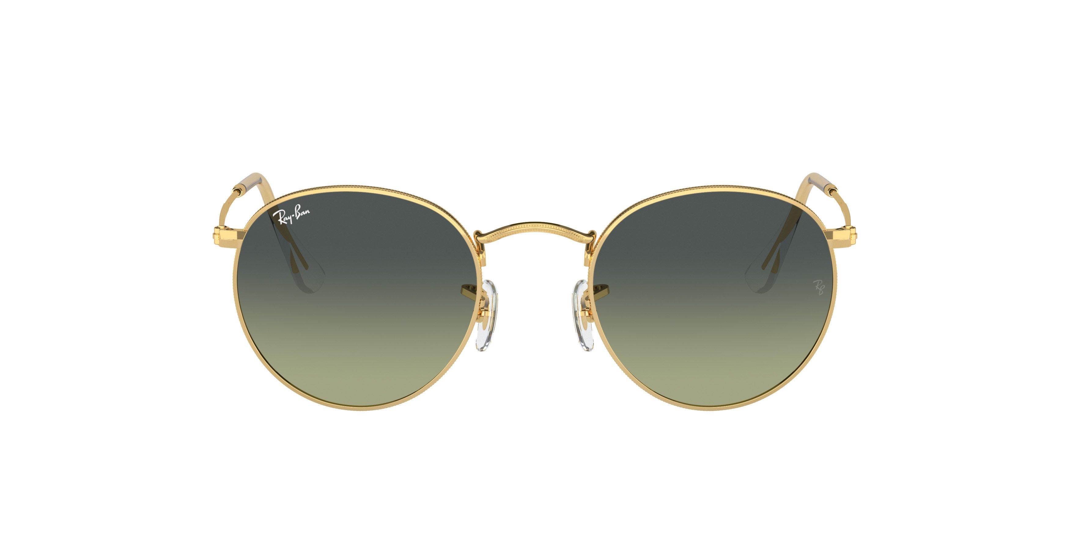 Ray-Ban Round Metal Antiqued Sunglasses - GOLD/GREEN Thumbnail View 3