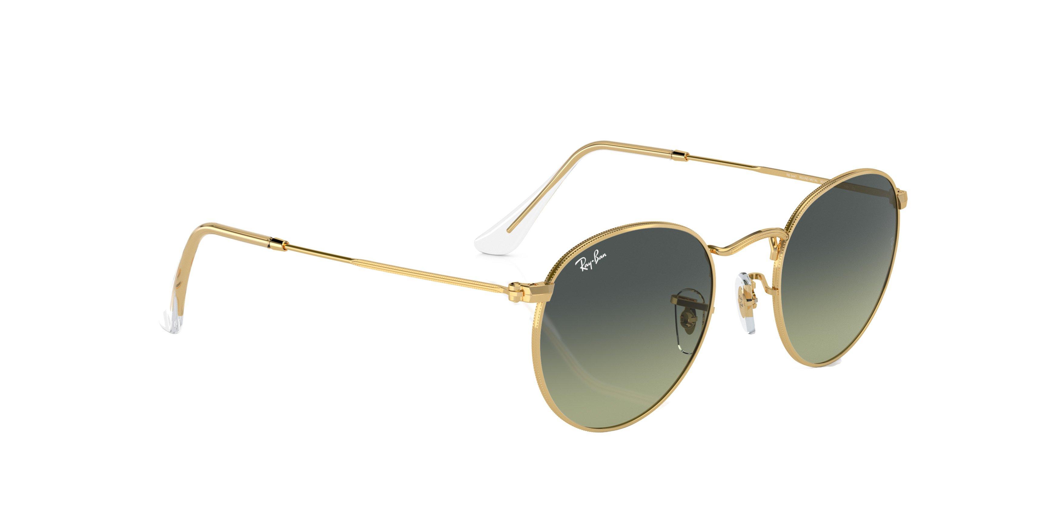 Ray-Ban Round Metal Antiqued Sunglasses - GOLD/GREEN Thumbnail View 4