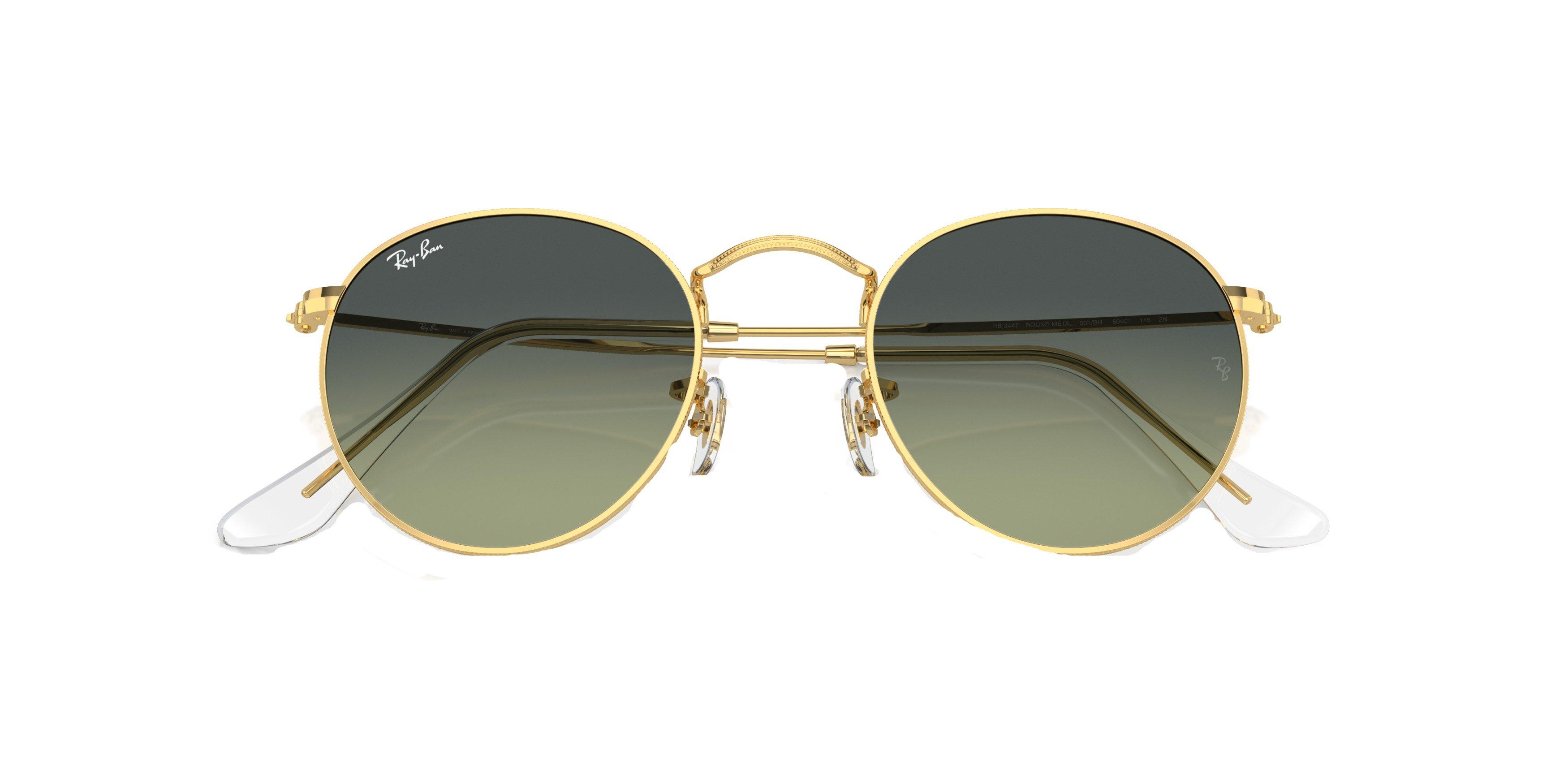 Ray-Ban Round Metal Antiqued Sunglasses - GOLD/GREEN Thumbnail View 6